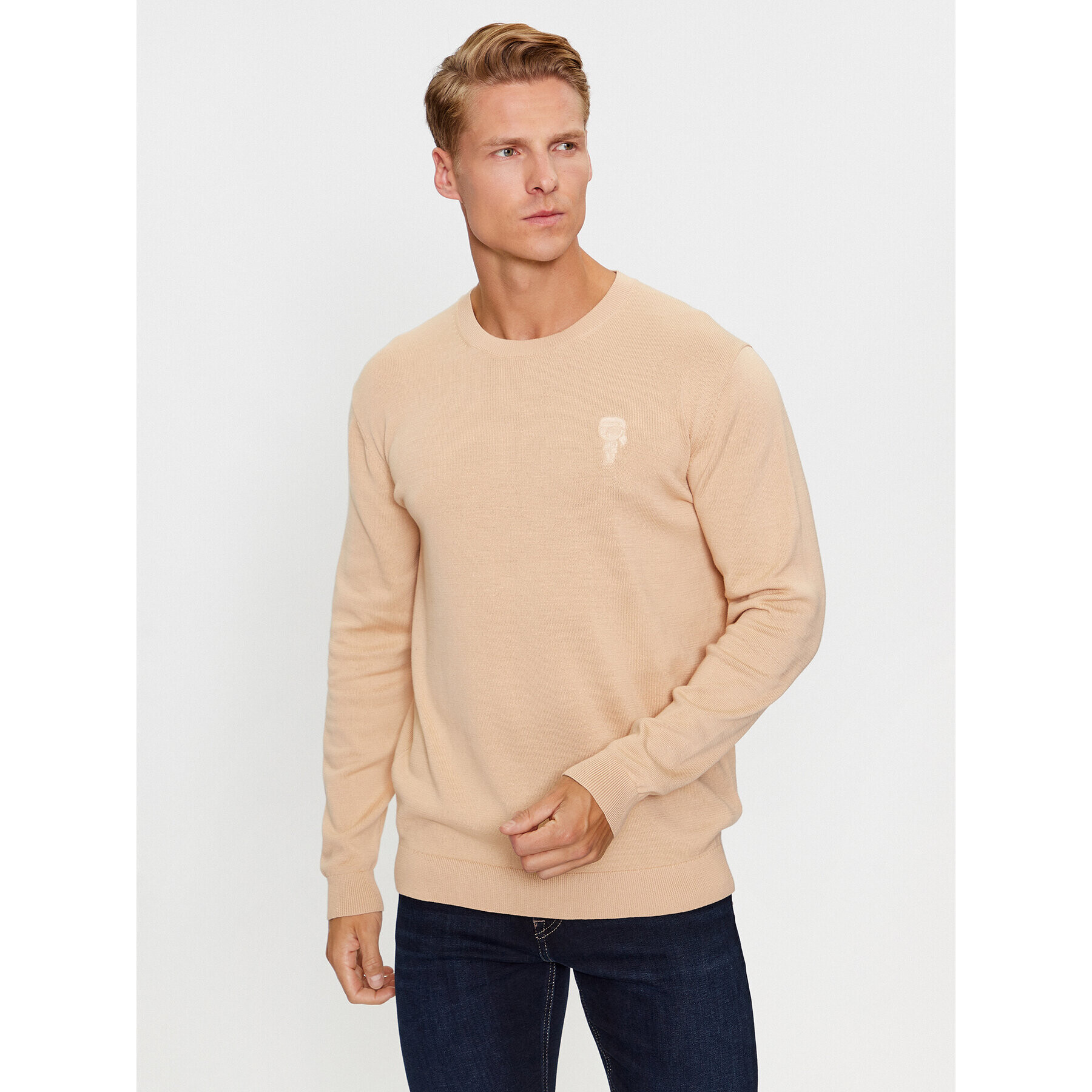 KARL LAGERFELD Sweater 655029 534301 Bézs Regular Fit - Pepit.hu