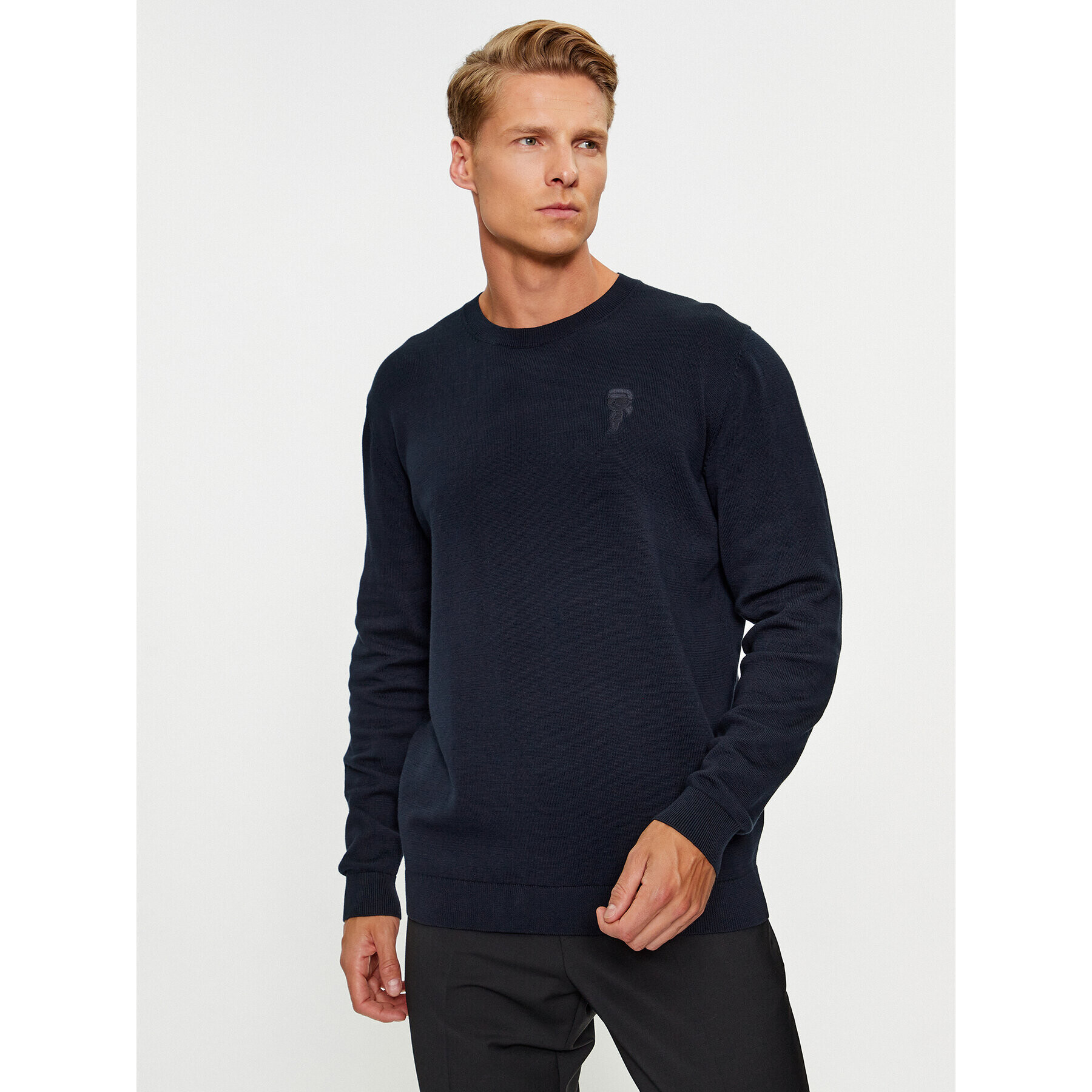 KARL LAGERFELD Sweater 655029 534301 Sötétkék Regular Fit - Pepit.hu