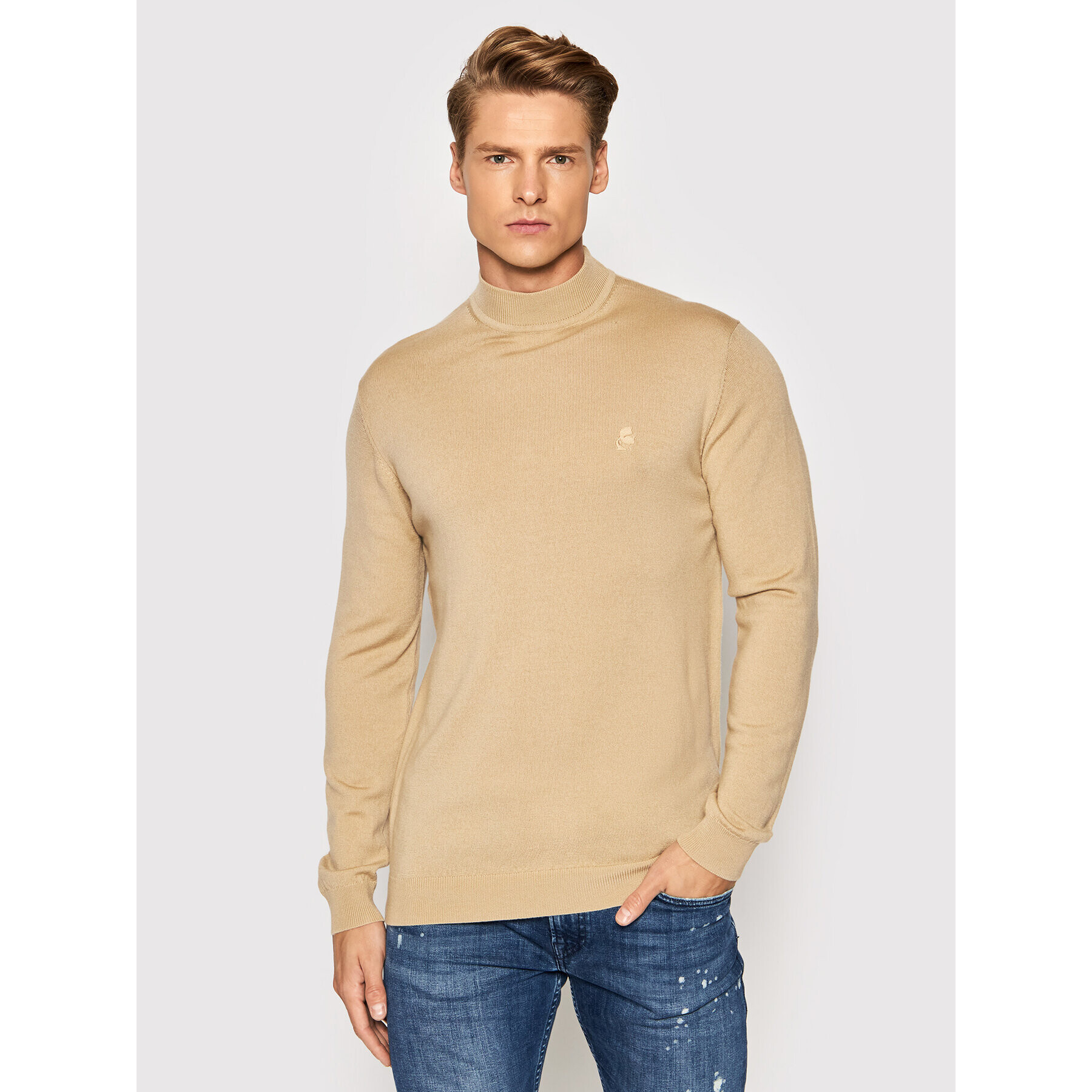 KARL LAGERFELD Sweater Knit 655002 512399 Bézs Slim Fit - Pepit.hu