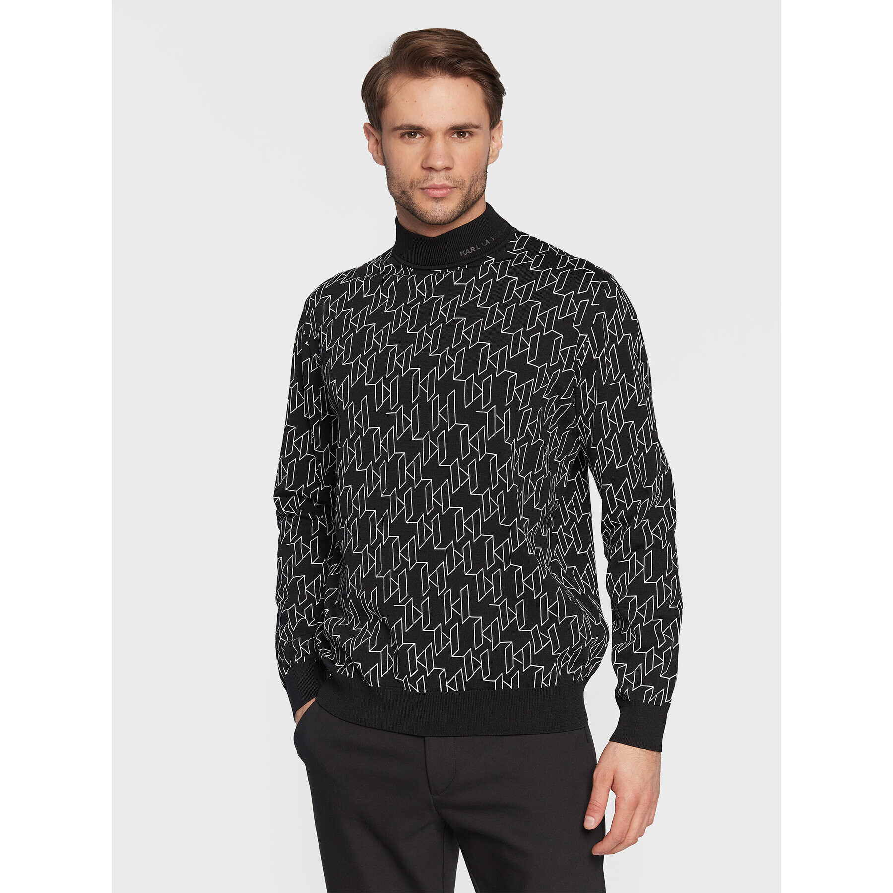 KARL LAGERFELD Sweater Knit 655011 524304 Fekete Regular Fit - Pepit.hu