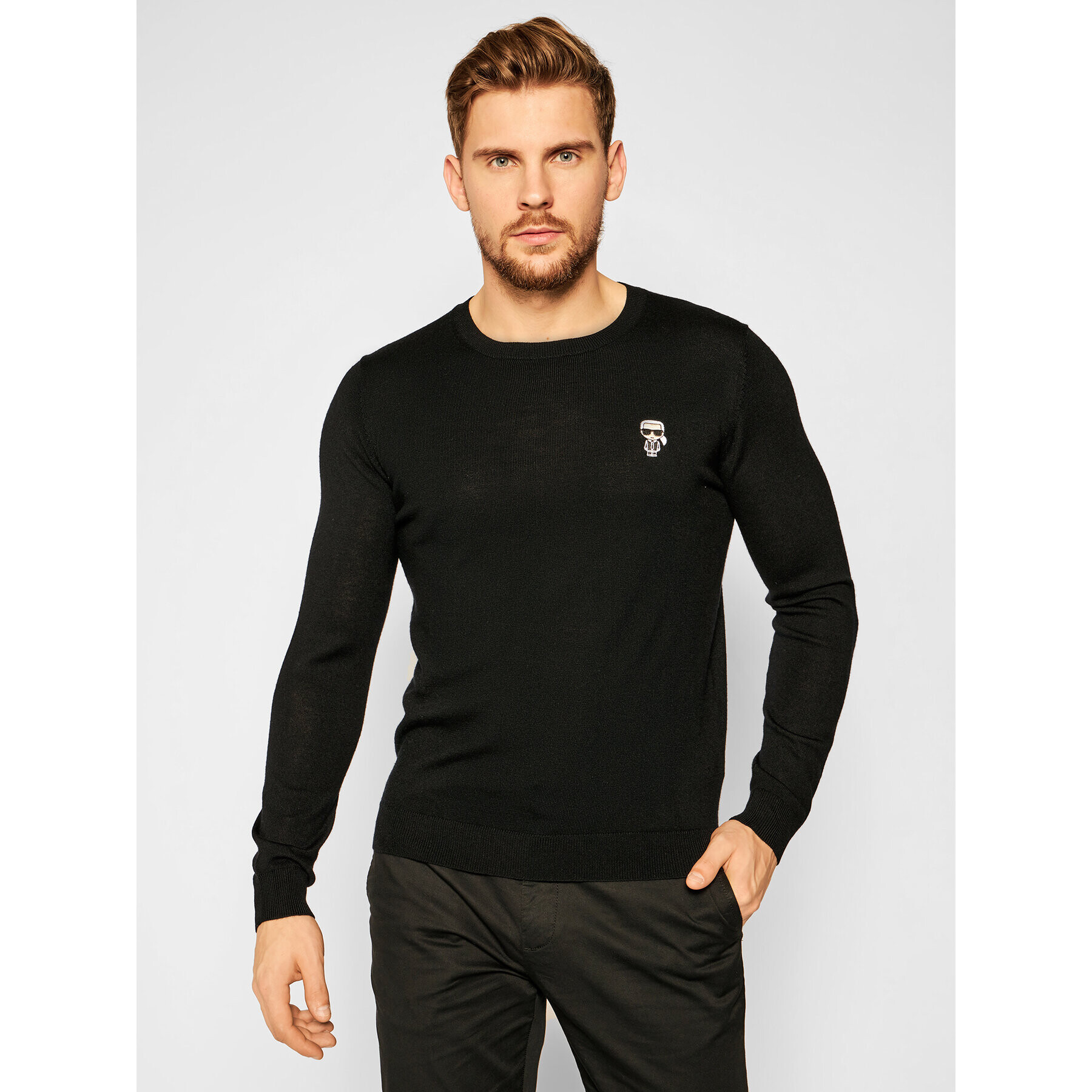 KARL LAGERFELD Sweater Knit 655013 502399 Fekete Regular Fit - Pepit.hu