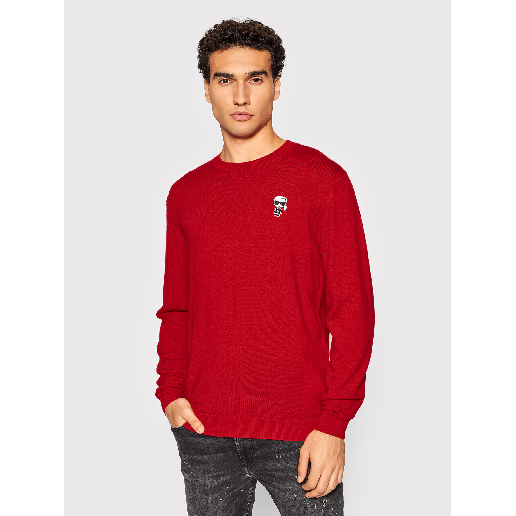 KARL LAGERFELD Sweater Knit Crewneck 655013 512399 Piros Regular Fit - Pepit.hu