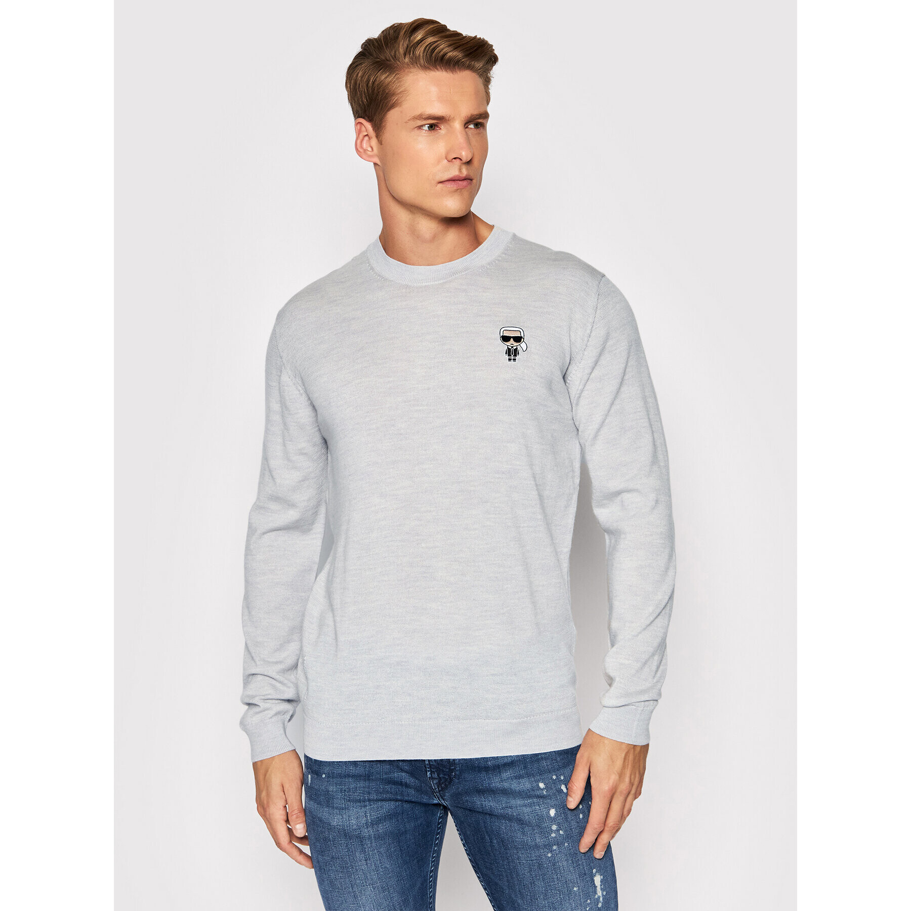 KARL LAGERFELD Sweater Knit Crewneck 655013 512399 Szürke Regular Fit - Pepit.hu