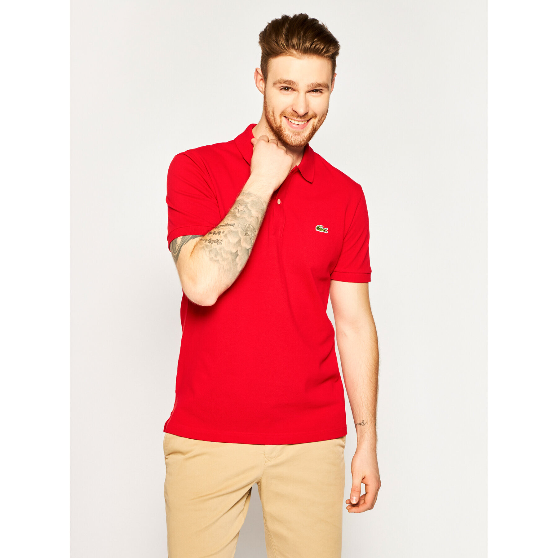 Lacoste Pólóing PH4012 Piros Slim Fit - Pepit.hu