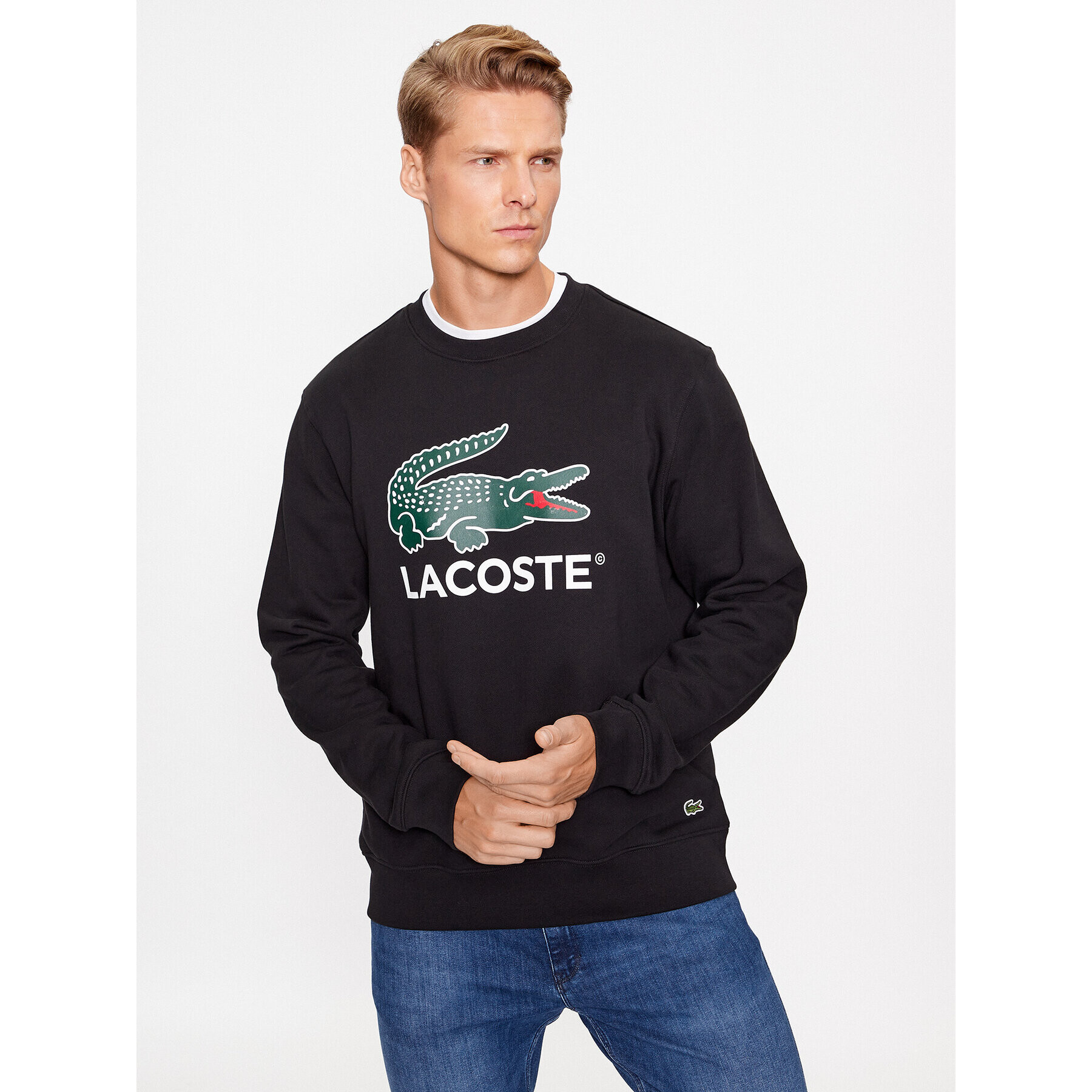 Lacoste Pulóver SH1281 Fekete Classic Fit - Pepit.hu