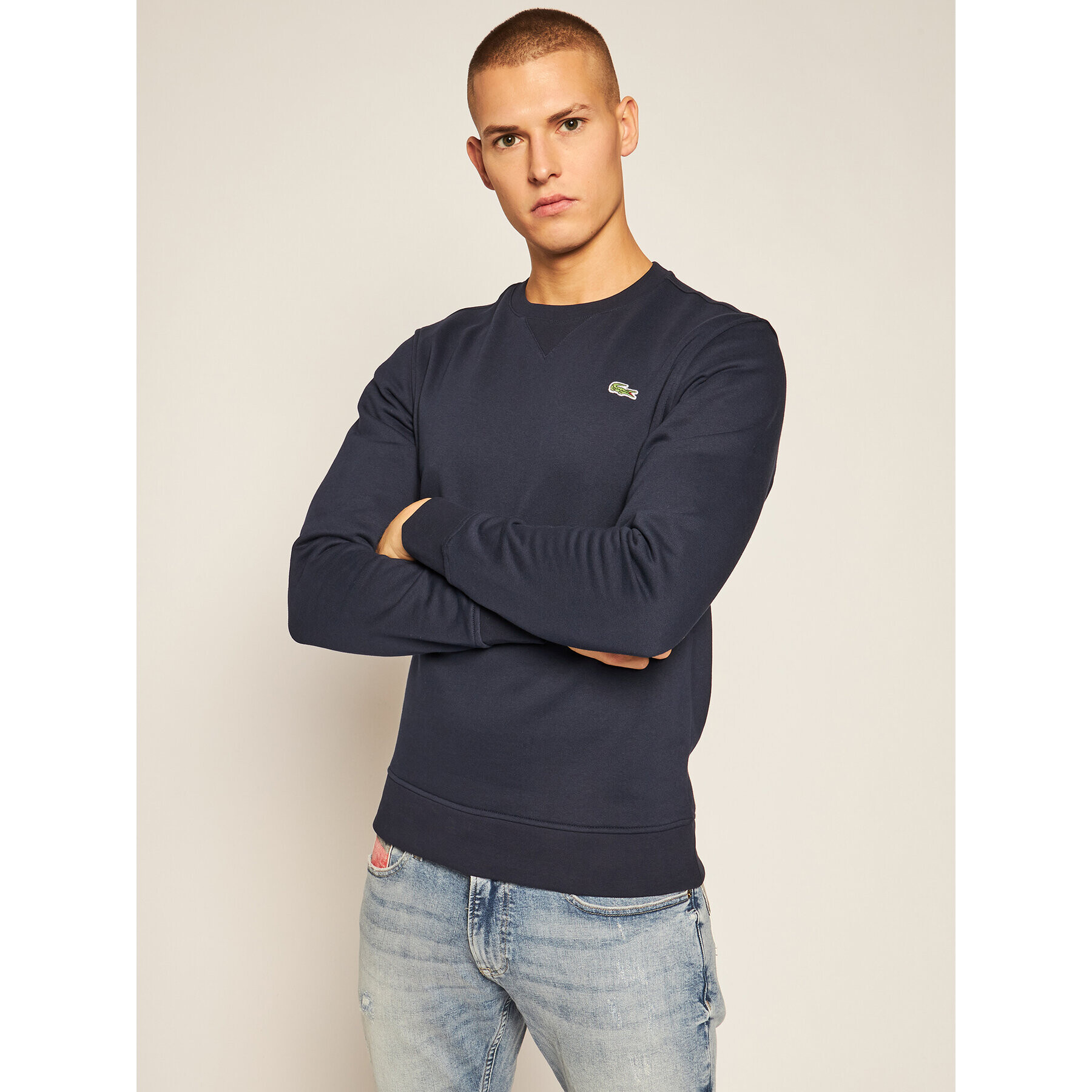 Lacoste Pulóver SH1505 Sötétkék Regular Fit - Pepit.hu