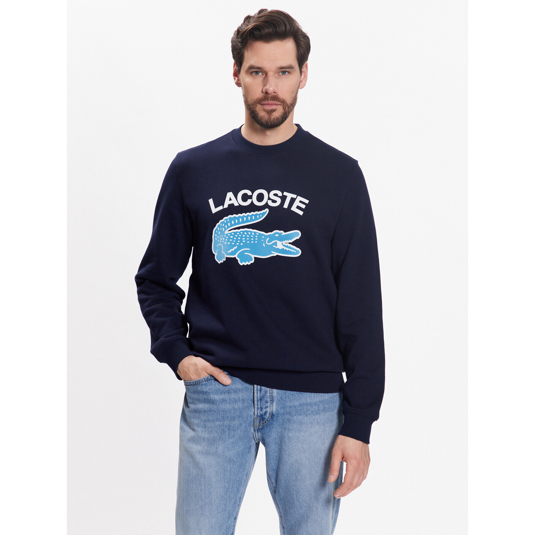 Lacoste Pulóver SH9689 Sötétkék Regular Fit - Pepit.hu