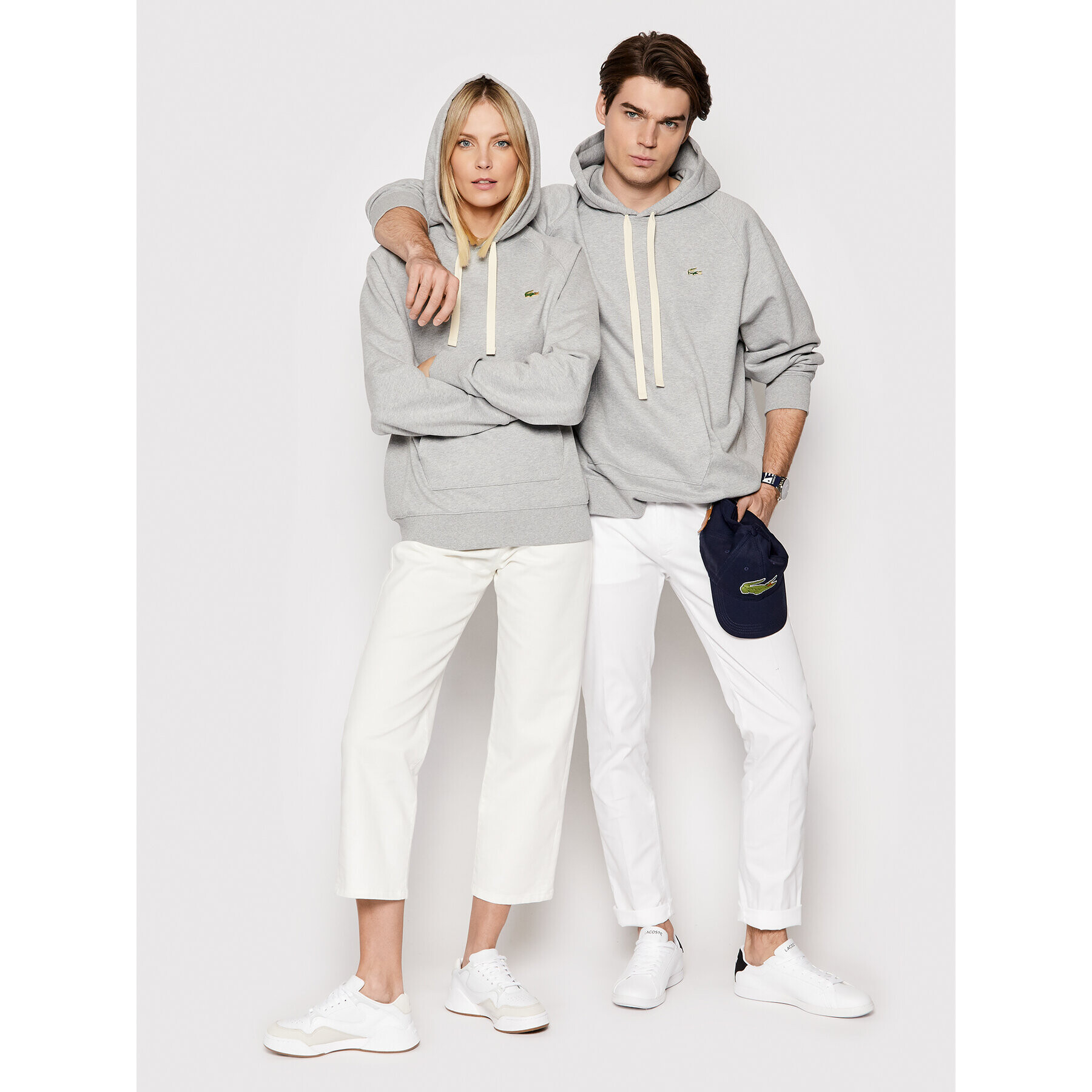 Lacoste Pulóver Unisex SH9202 Szürke Loose Fit - Pepit.hu