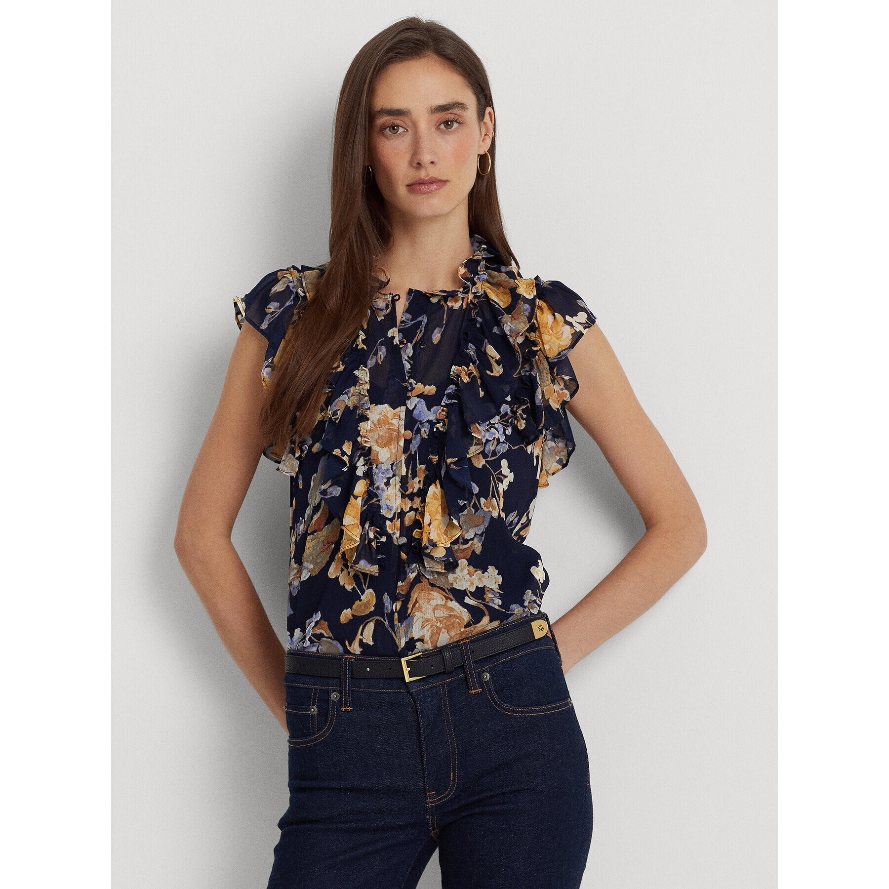 Lauren Ralph Lauren Blúz 200902754001 Sötétkék Regular Fit - Pepit.hu