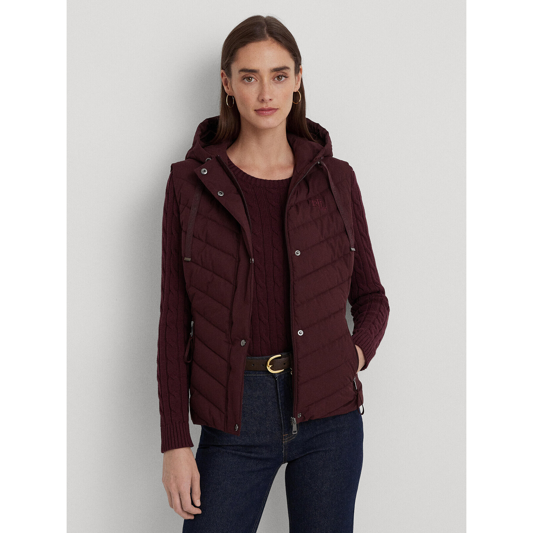 Lauren Ralph Lauren Mellény 297918618002 Bordó Regular Fit - Pepit.hu