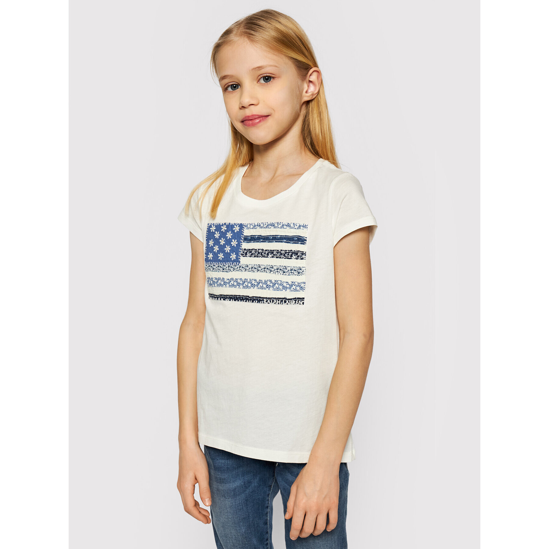 Lauren Ralph Lauren Póló Ss Flag Tee 313785446001 Fehér Regular Fit - Pepit.hu