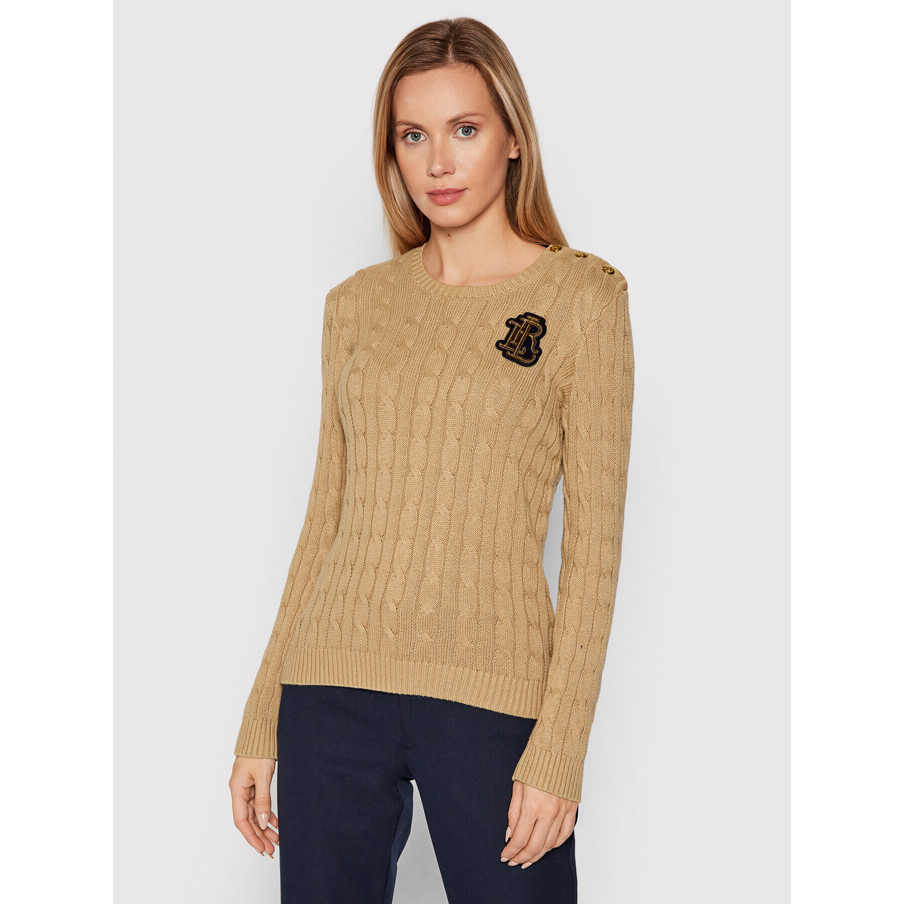 Lauren Ralph Lauren Sweater 200841661002 Bézs Slim Fit - Pepit.hu