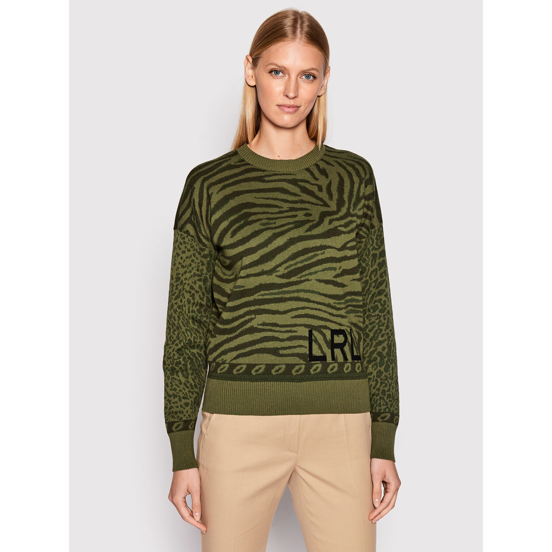 Lauren Ralph Lauren Sweater 200872086001 Zöld Regular Fit - Pepit.hu