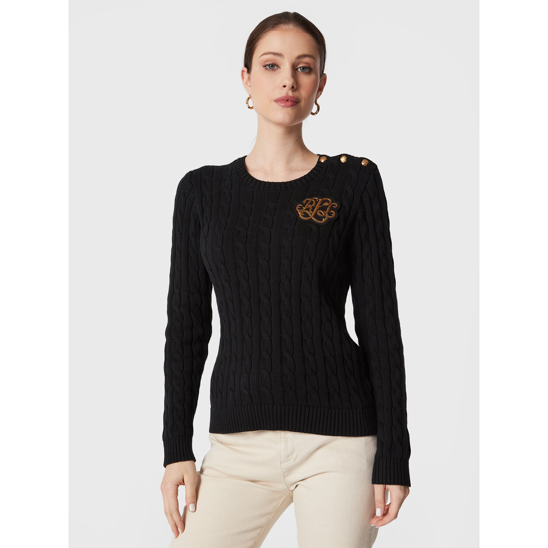 Lauren Ralph Lauren Sweater 200881875006 Fekete Regular Fit - Pepit.hu