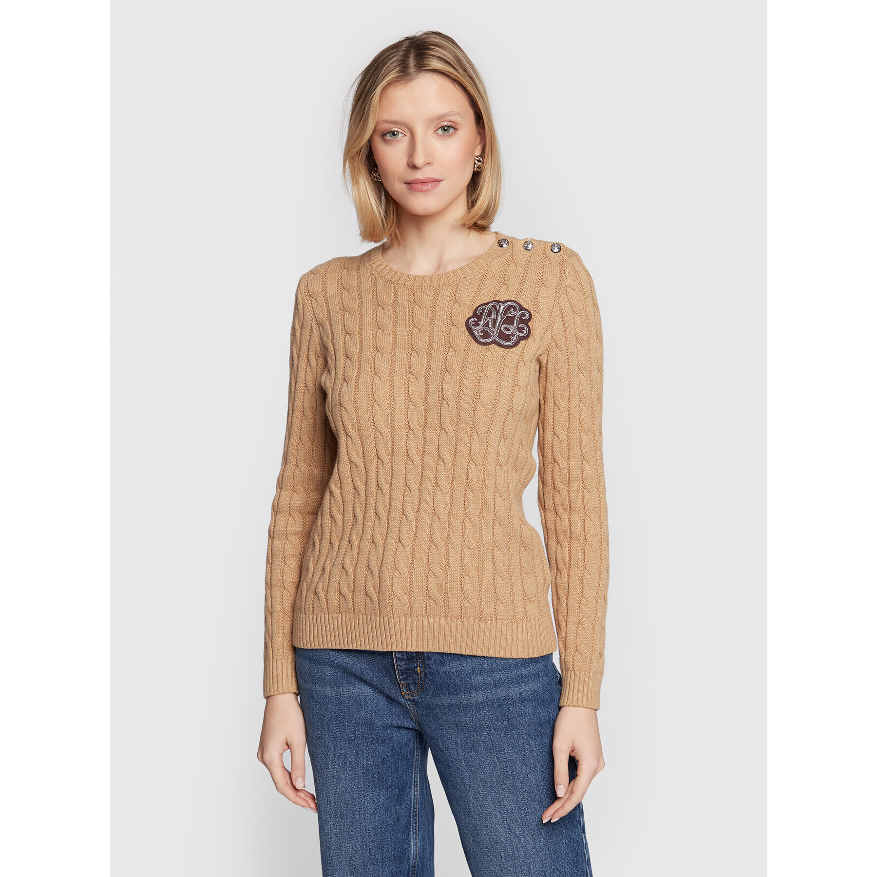 Lauren Ralph Lauren Sweater 200881875008 Bézs Regular Fit - Pepit.hu