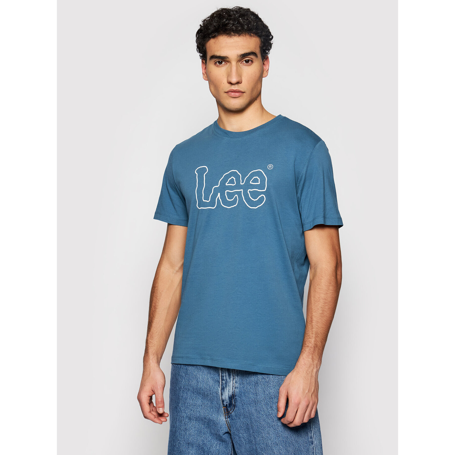 Lee Póló Wobbly Logo Tee L65QAIQO Sötétkék Regular Fit - Pepit.hu