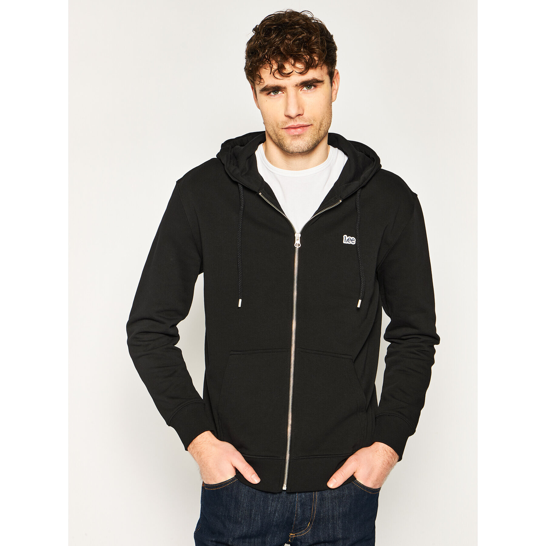 Lee Pulóver Basic Zip Throuh Hoo L80KSP01 Fekete Regular Fit - Pepit.hu