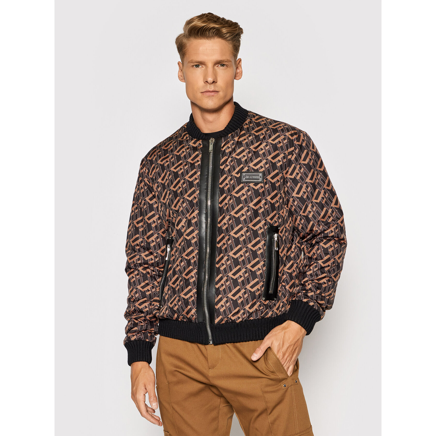 Les Hommes Bomber dzseki LLO103266P Barna Regular Fit - Pepit.hu