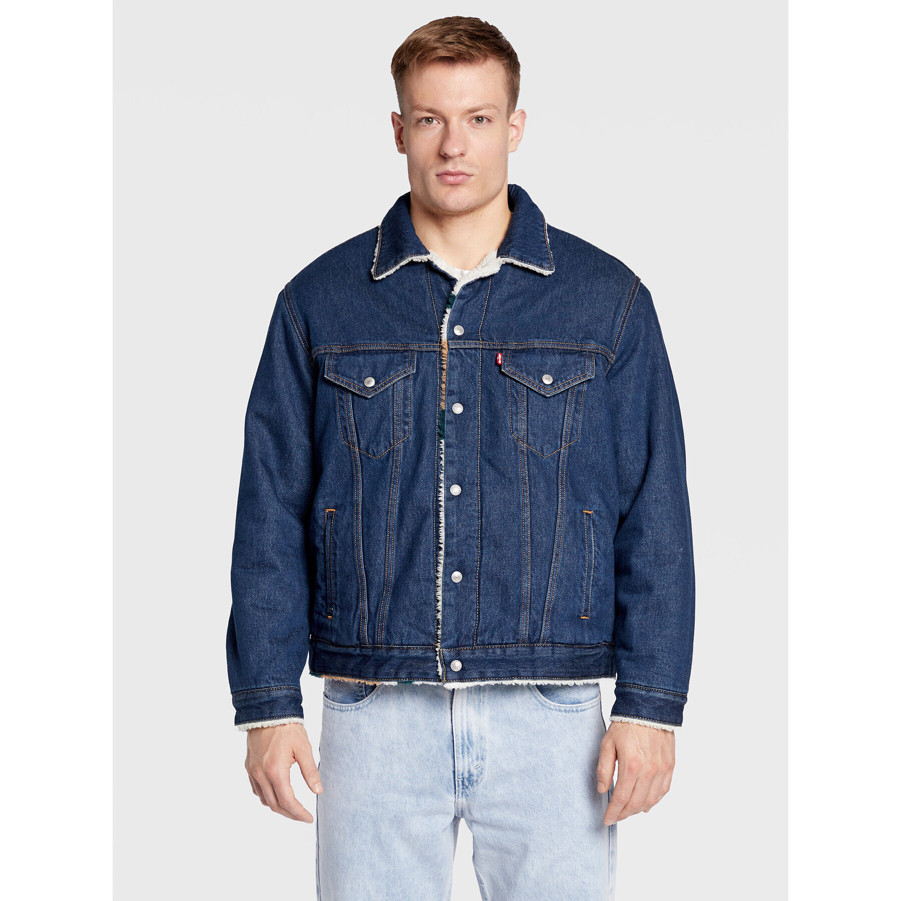 Levi's® Farmer kabát Sherpa Trucker Vintage A3176-0000 Sötétkék Relaxed Fit - Pepit.hu