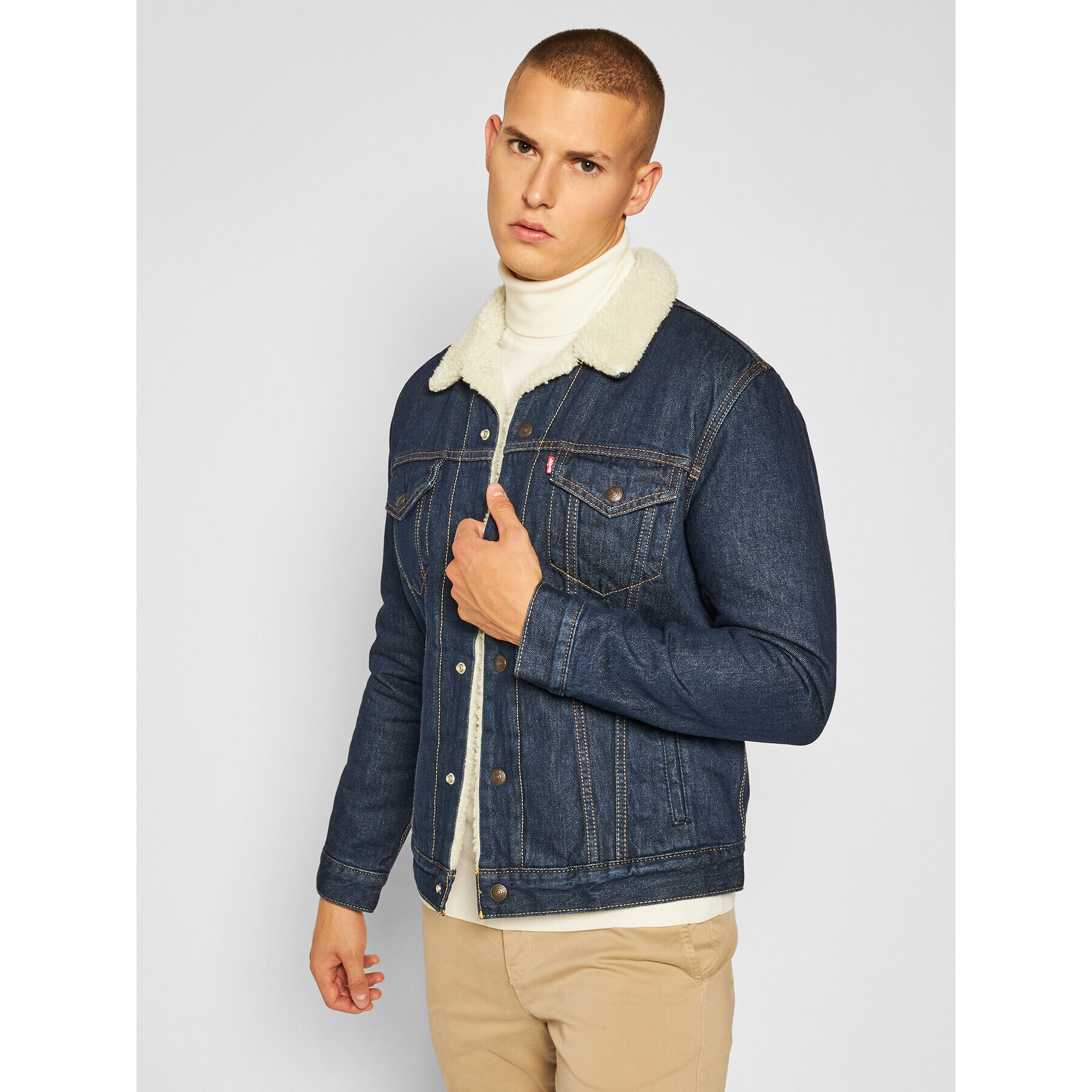 Levi's® Farmer kabát Type III Sherpa 16365-0084 Sötétkék Regular Fit - Pepit.hu