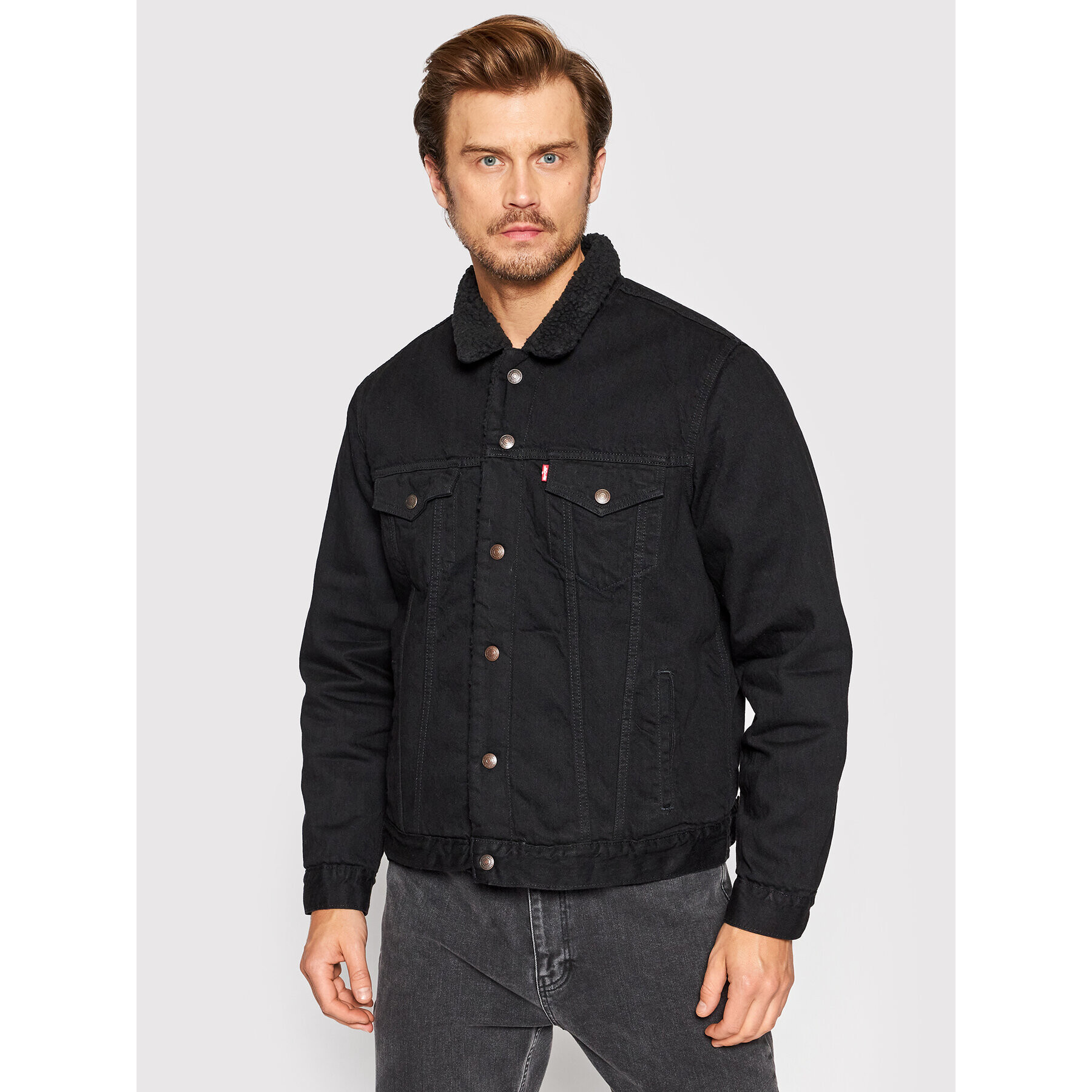 Levi's® Farmer kabát Type III Sherpa 16365-0100 Fekete Regular Fit - Pepit.hu