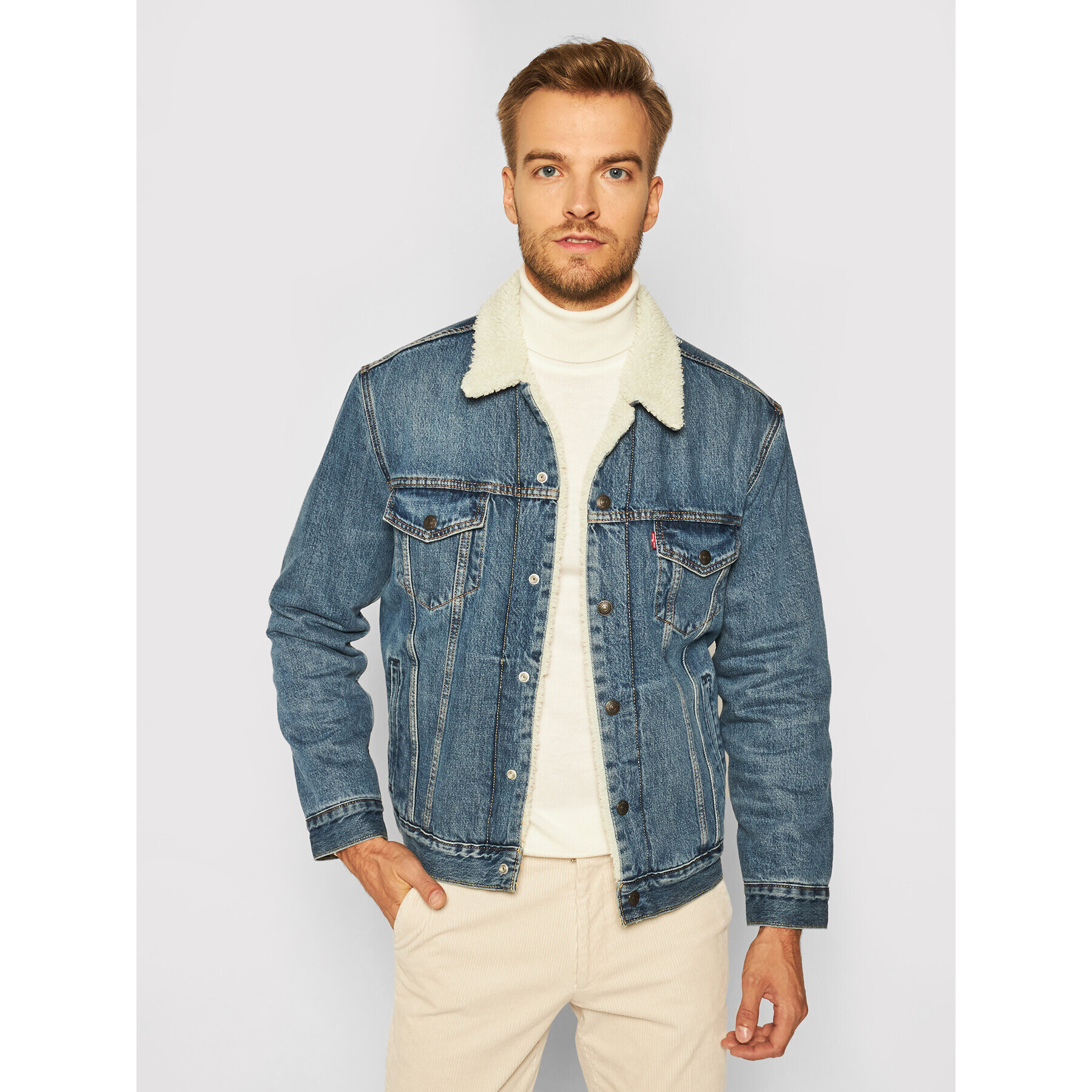 Levi's® Farmer kabát Type III Sherpa 16365-0128 Kék Regular Fit - Pepit.hu