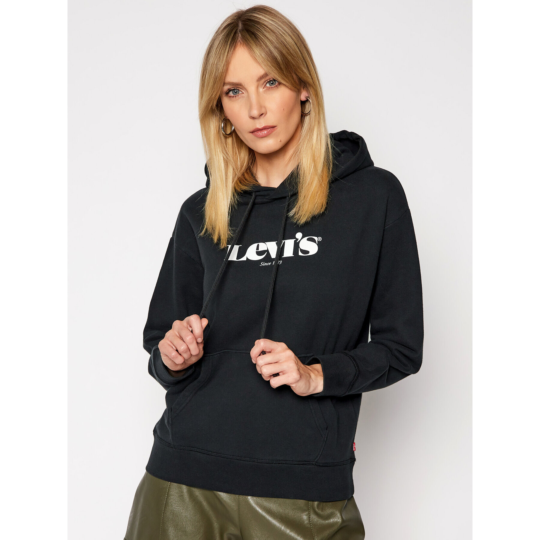 Levi's® Pulóver Graphic Standard Hoodie 18487-0004 Fekete Regular Fit - Pepit.hu