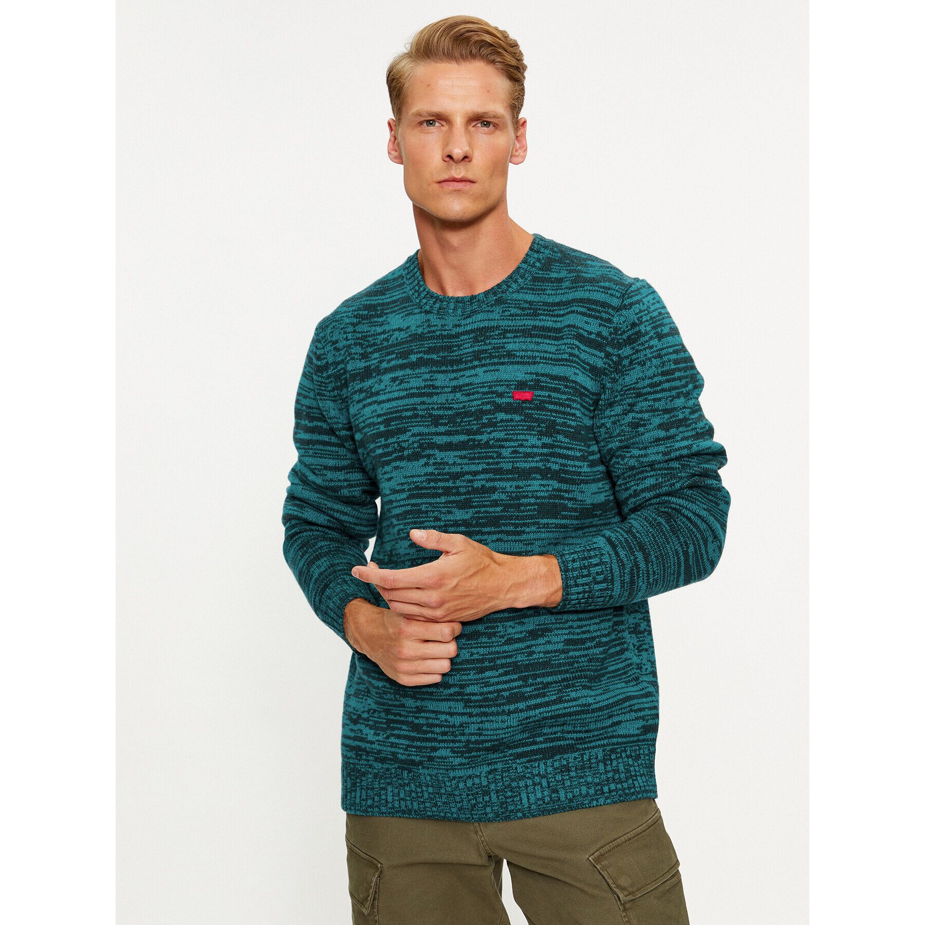 Levi's® Sweater Original Housemark A4320-0006 Zöld Standard Fit - Pepit.hu