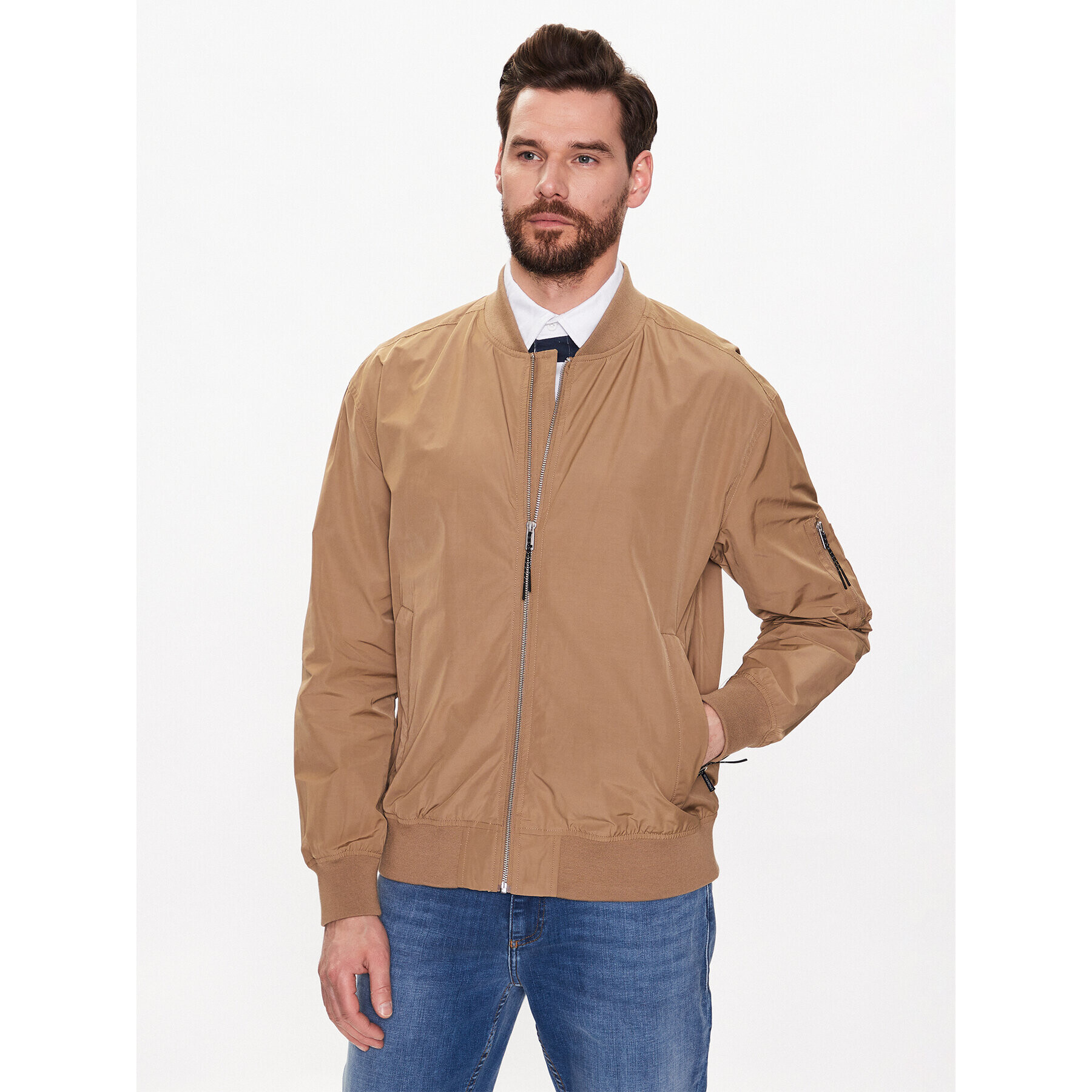 Lindbergh Bomber dzseki 30-321000 Barna Regular Fit - Pepit.hu