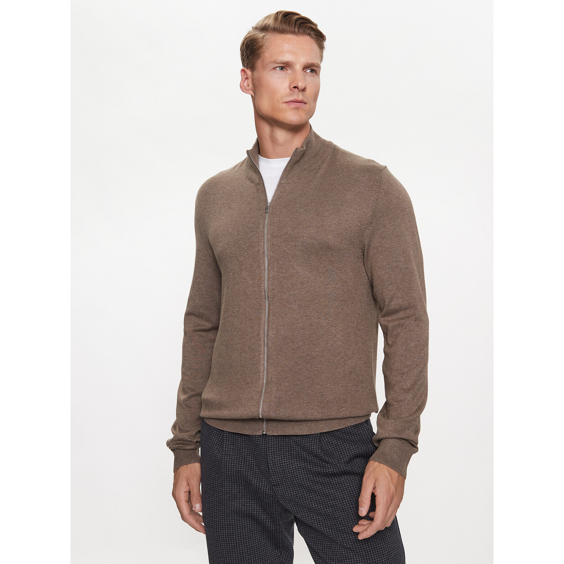 Lindbergh Sweater 30-800143 Bézs Slim Fit - Pepit.hu