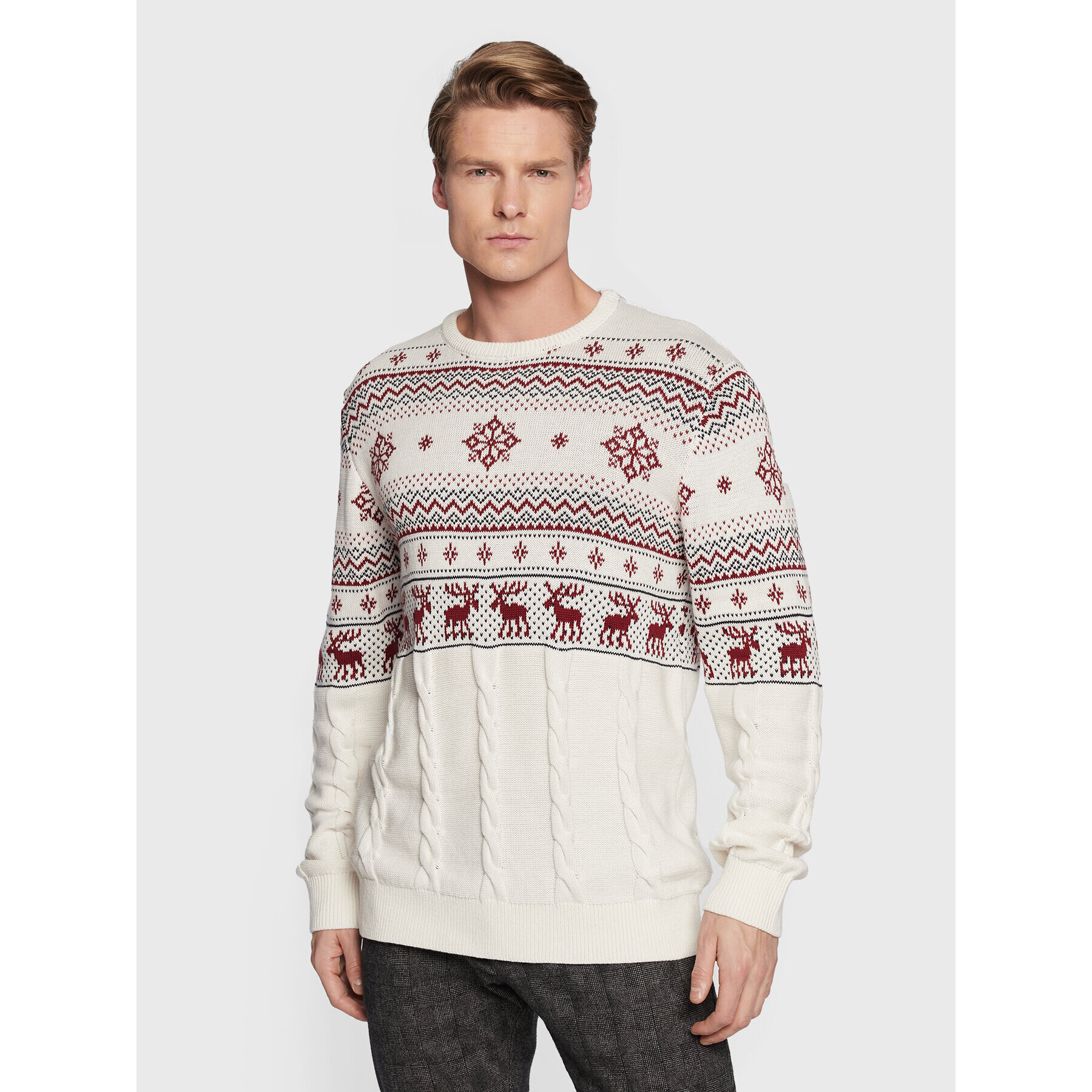 Lindbergh Sweater 30-800206 Bézs Regular Fit - Pepit.hu