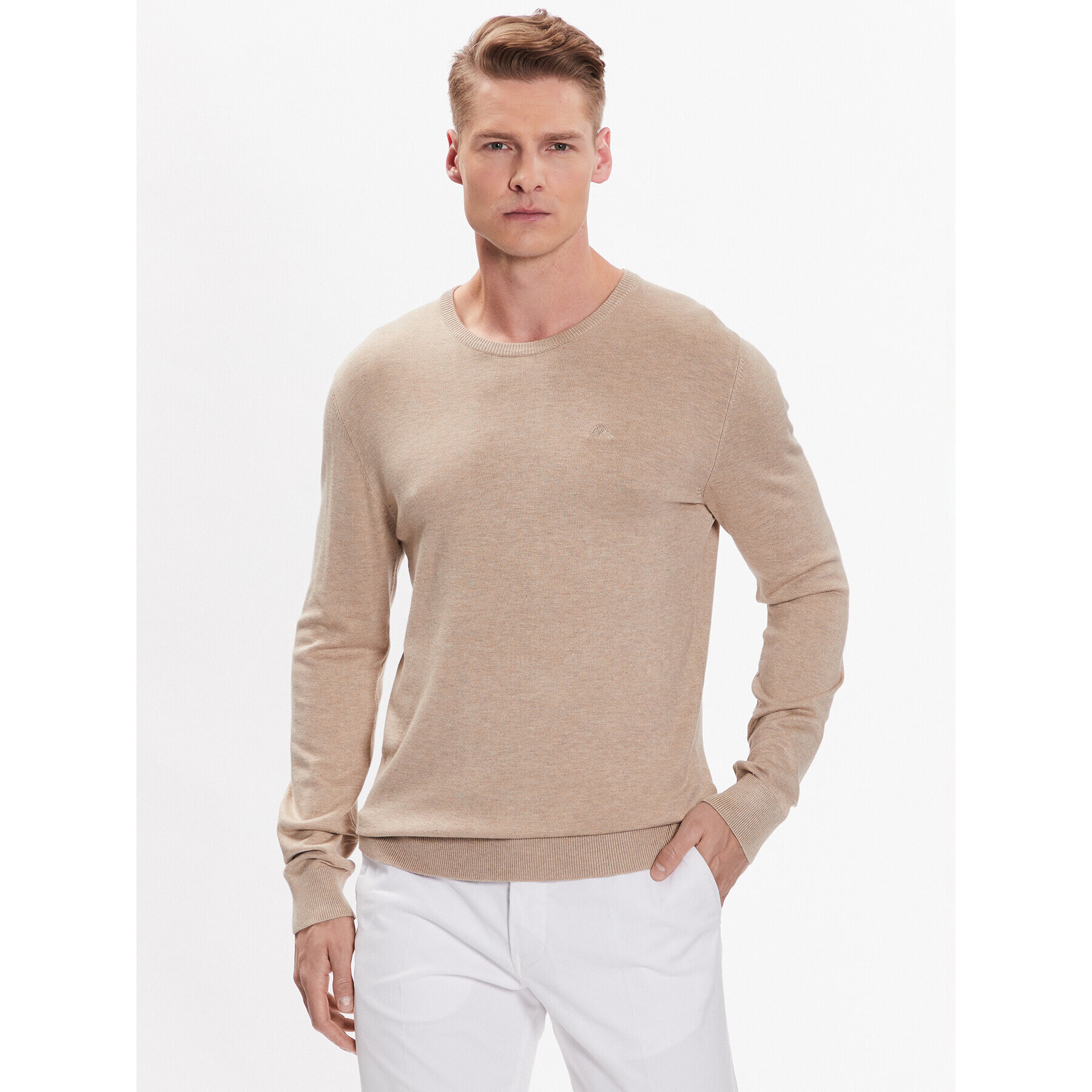 Lindbergh Sweater 30-80043 Bézs Slim Fit - Pepit.hu