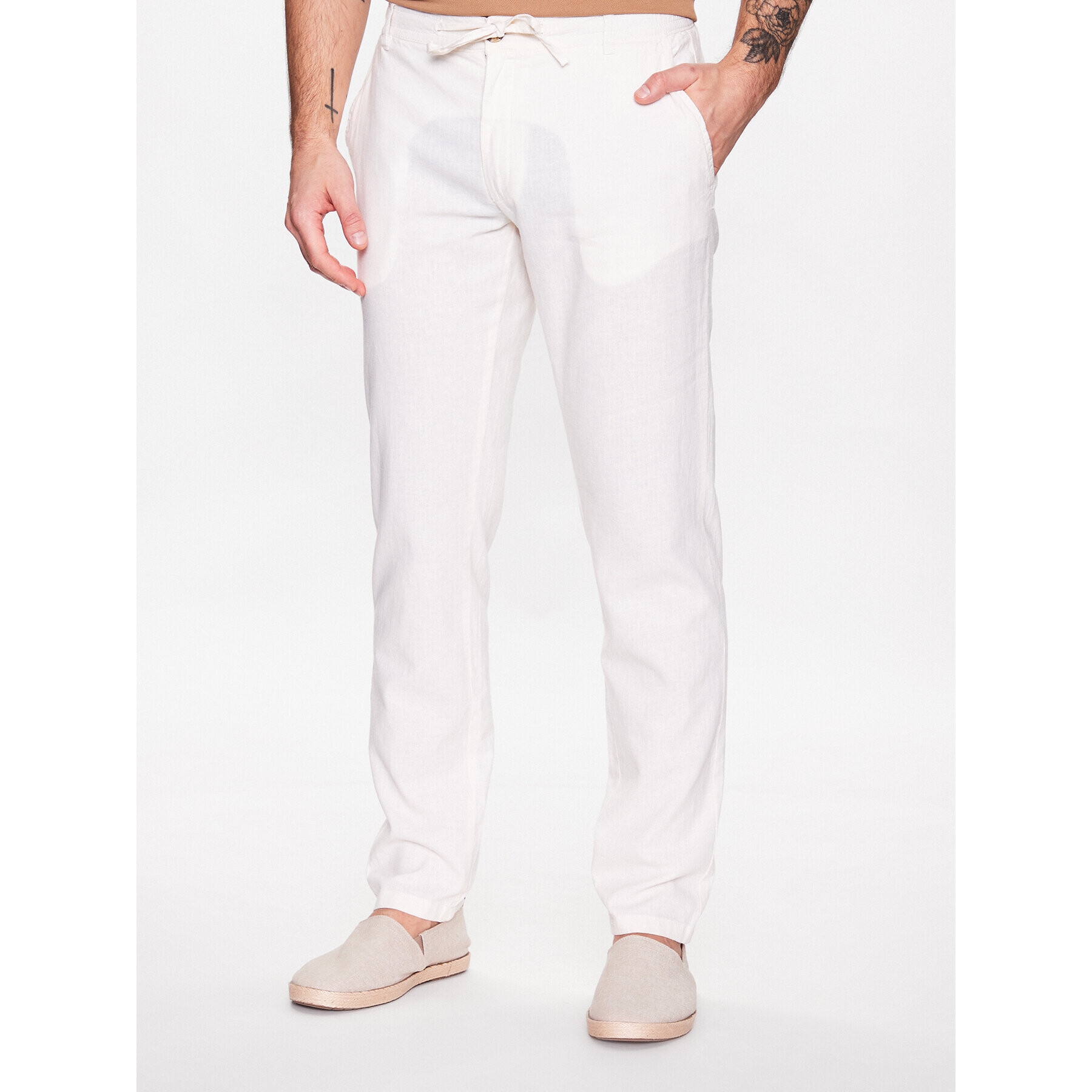 Lindbergh Szövet nadrág 30-008003 Fehér Tapered Fit - Pepit.hu