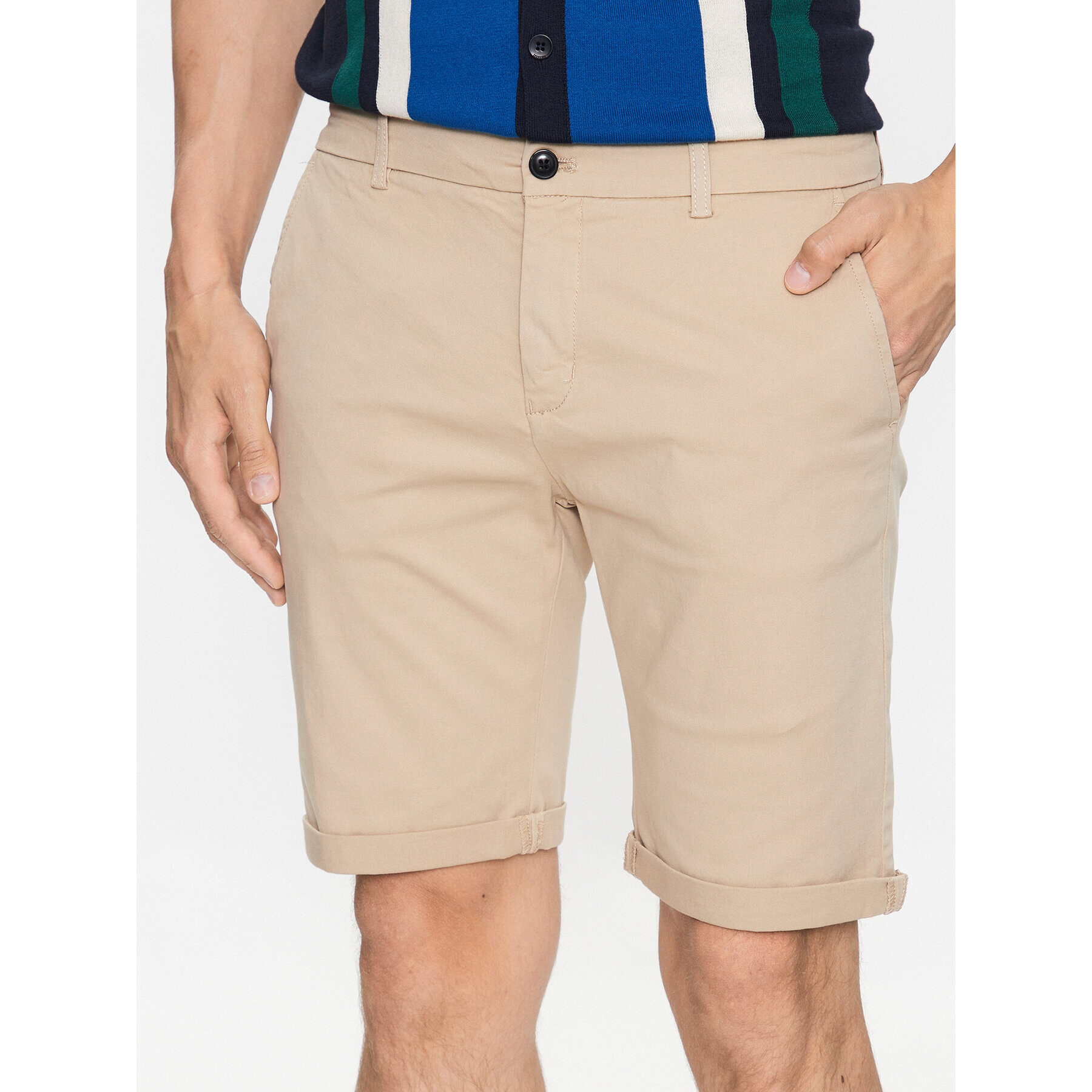 Lindbergh Szövet rövidnadrág 30-505044 Bézs Slim Fit - Pepit.hu