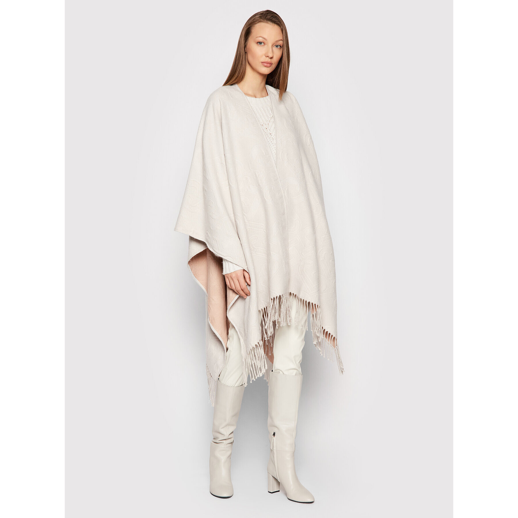 Liu Jo Poncsó Poncho Double Embo 3F1050 T0300 Szürke Regular Fit - Pepit.hu