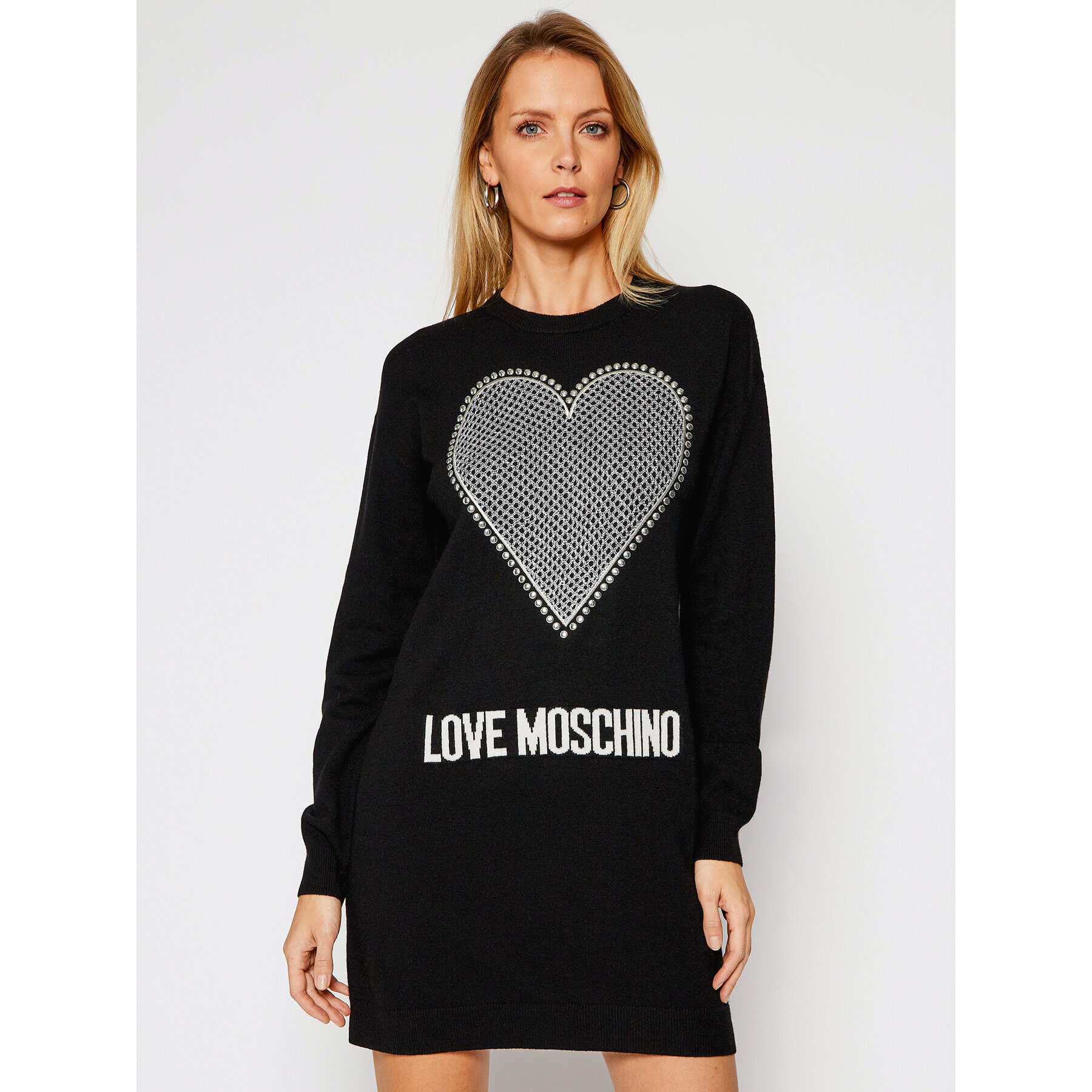 LOVE MOSCHINO Kötött ruha WS37R11X 1264 Fekete Regular Fit - Pepit.hu