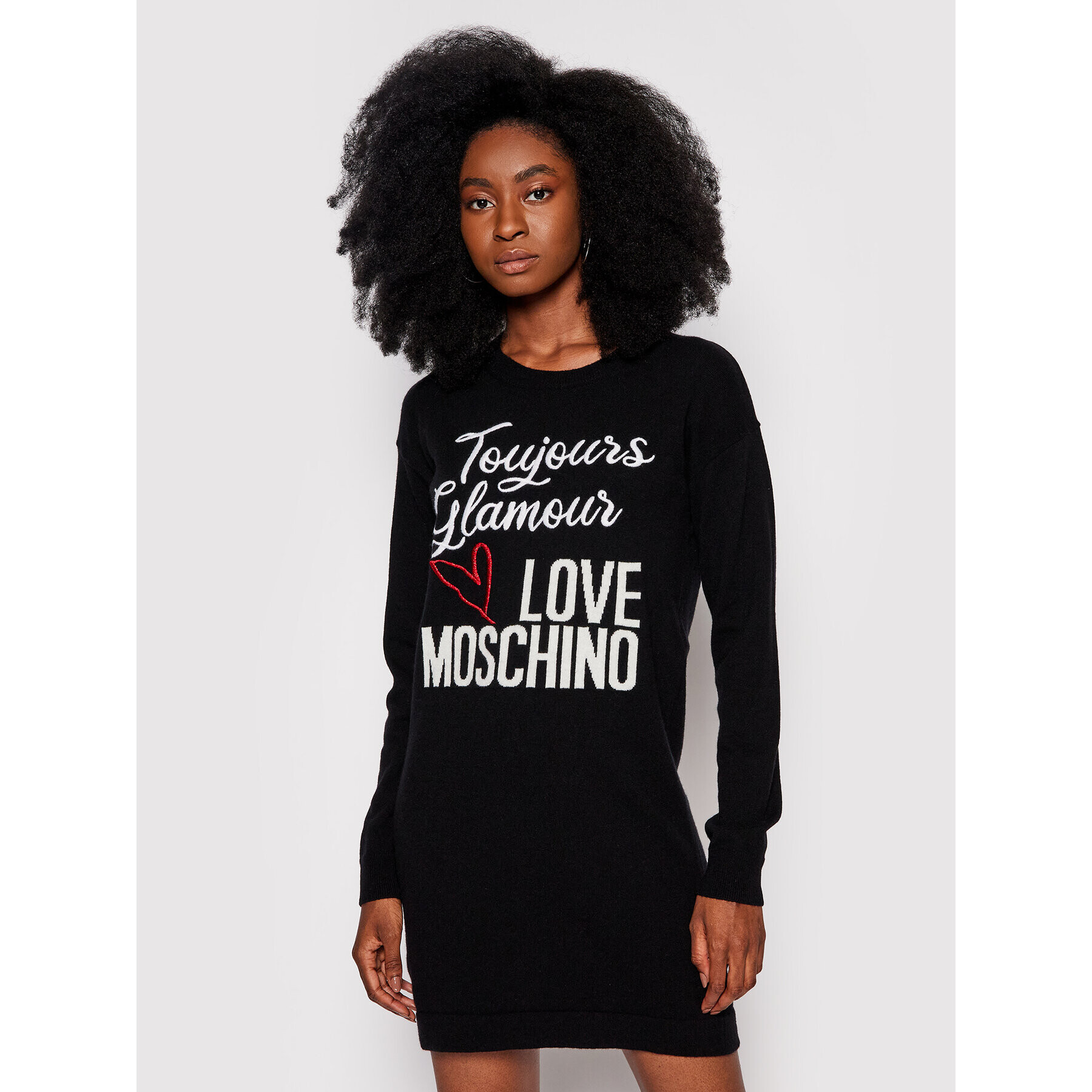 LOVE MOSCHINO Kötött ruha WS57R11X 1434 Fekete Regular Fit - Pepit.hu