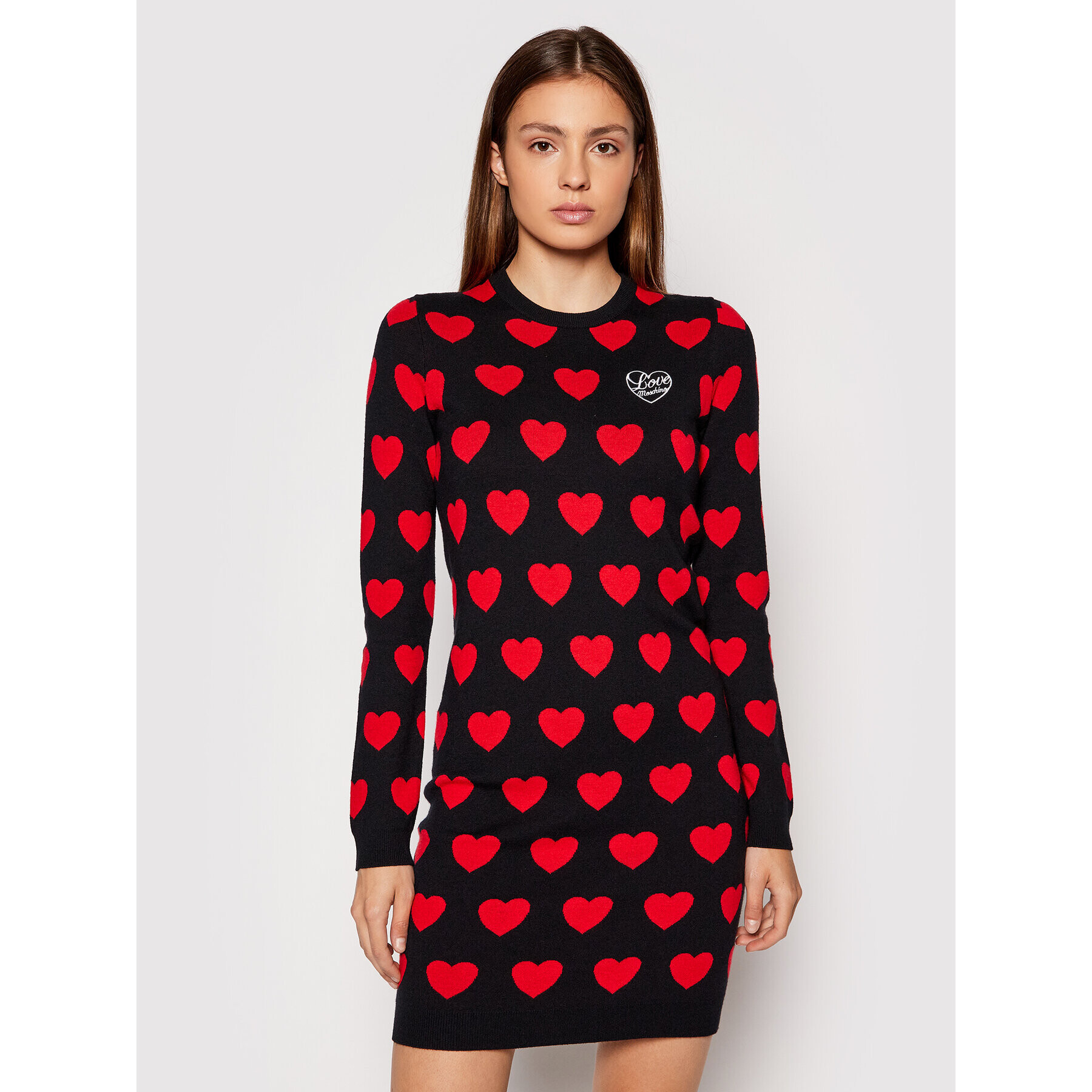 LOVE MOSCHINO Kötött ruha WS63R11XA115 Fekete Regular Fit - Pepit.hu