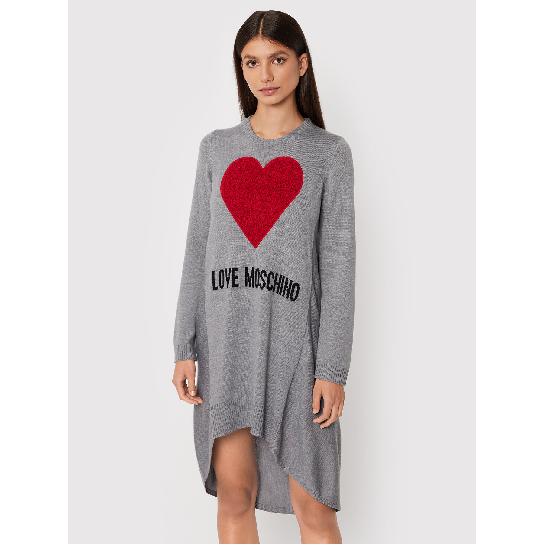 LOVE MOSCHINO Kötött ruha WSE1411X 1148 Szürke Relaxed Fit - Pepit.hu