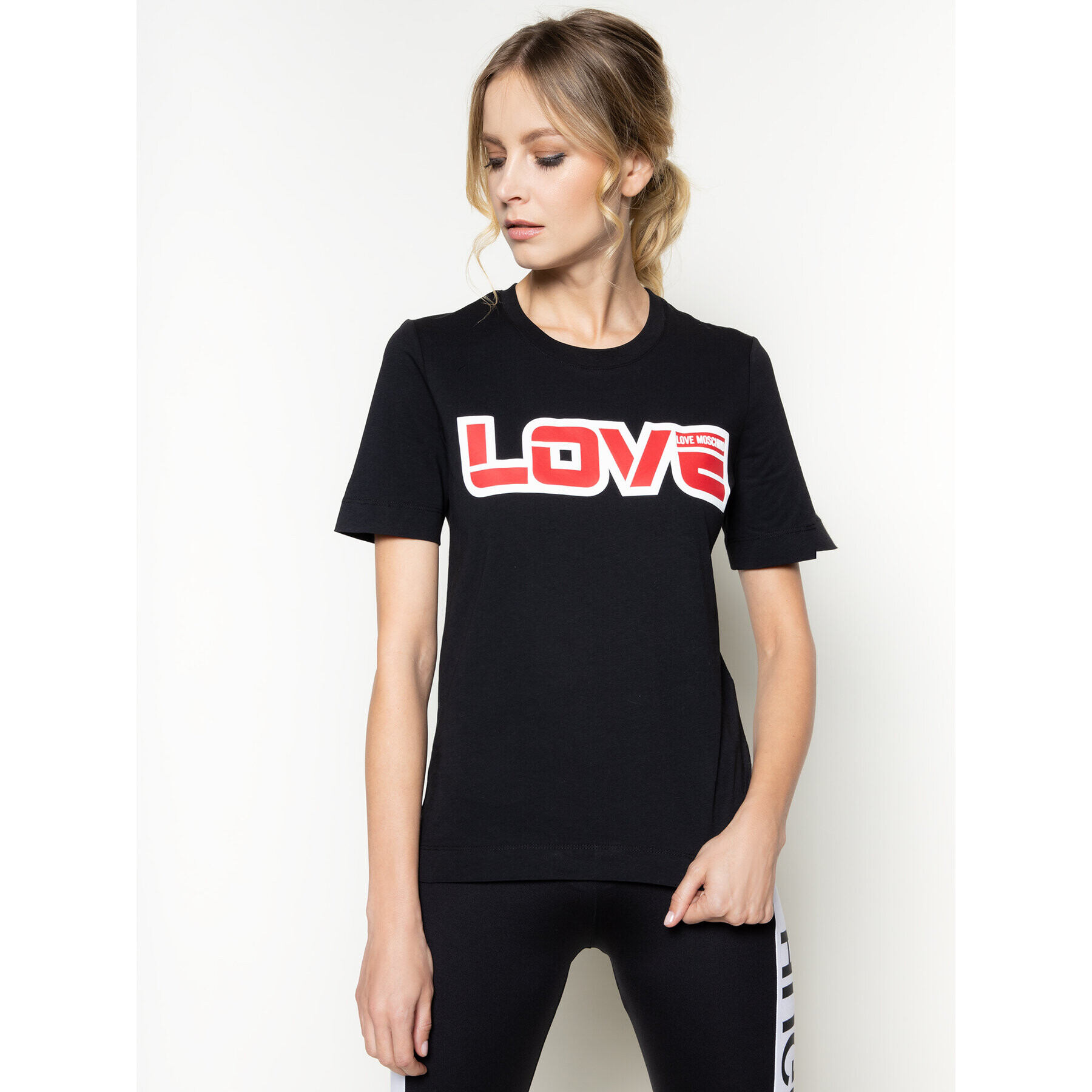 LOVE MOSCHINO Póló W4F152AM 3876 Fekete Regular Fit - Pepit.hu