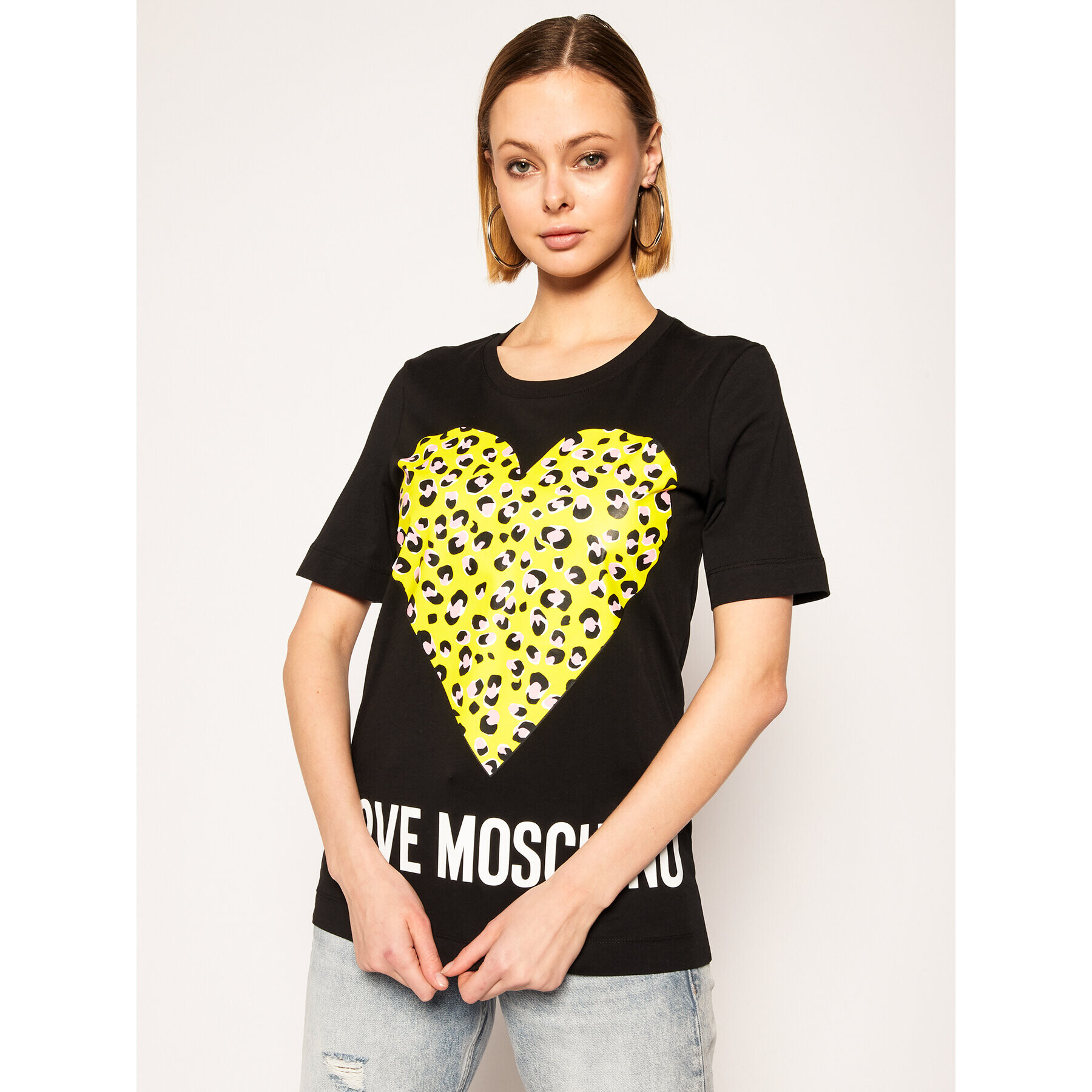 LOVE MOSCHINO Póló W4F152DM 3876 Fekete Regular Fit - Pepit.hu