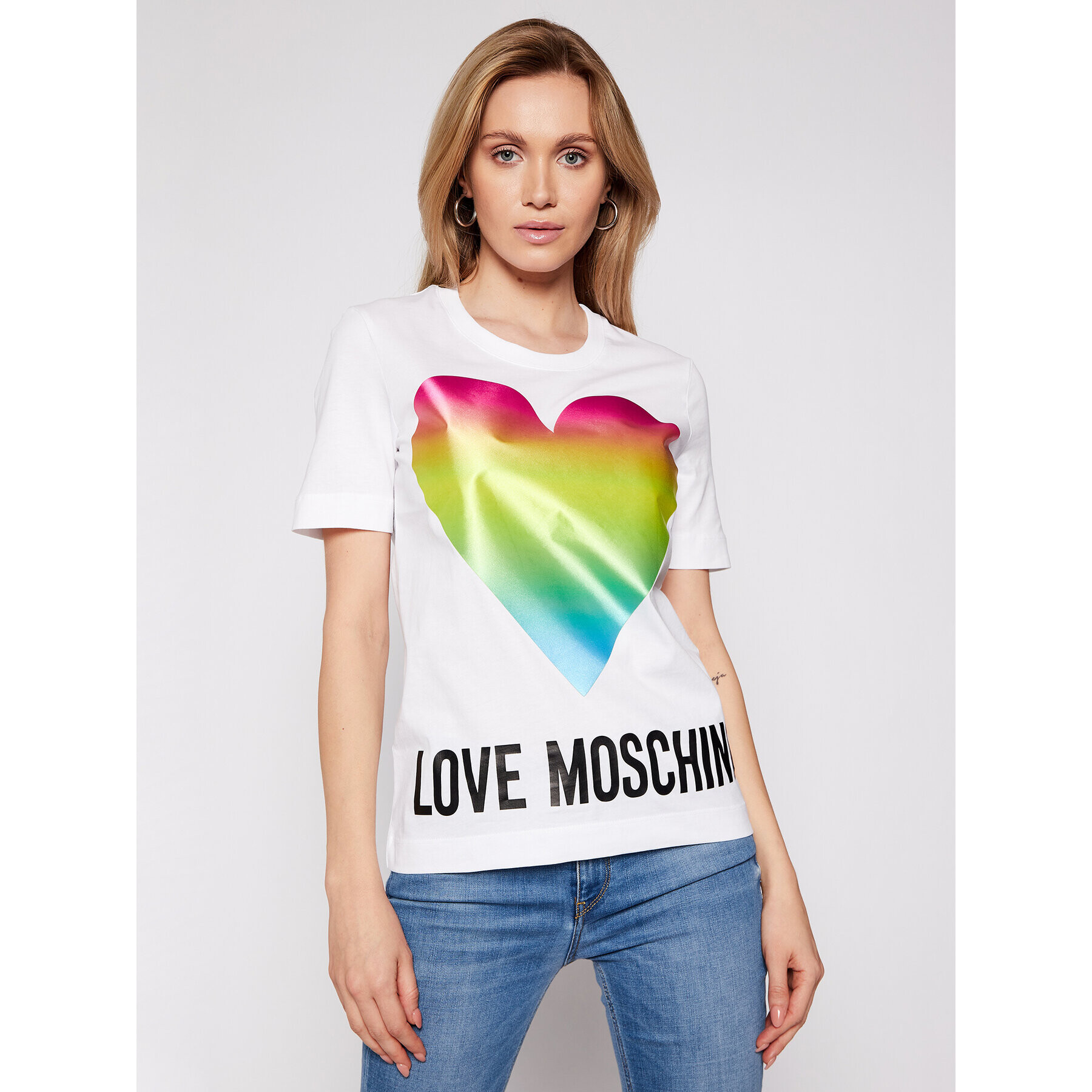 LOVE MOSCHINO Póló W4F152TM 3876 Fehér Regular Fit - Pepit.hu