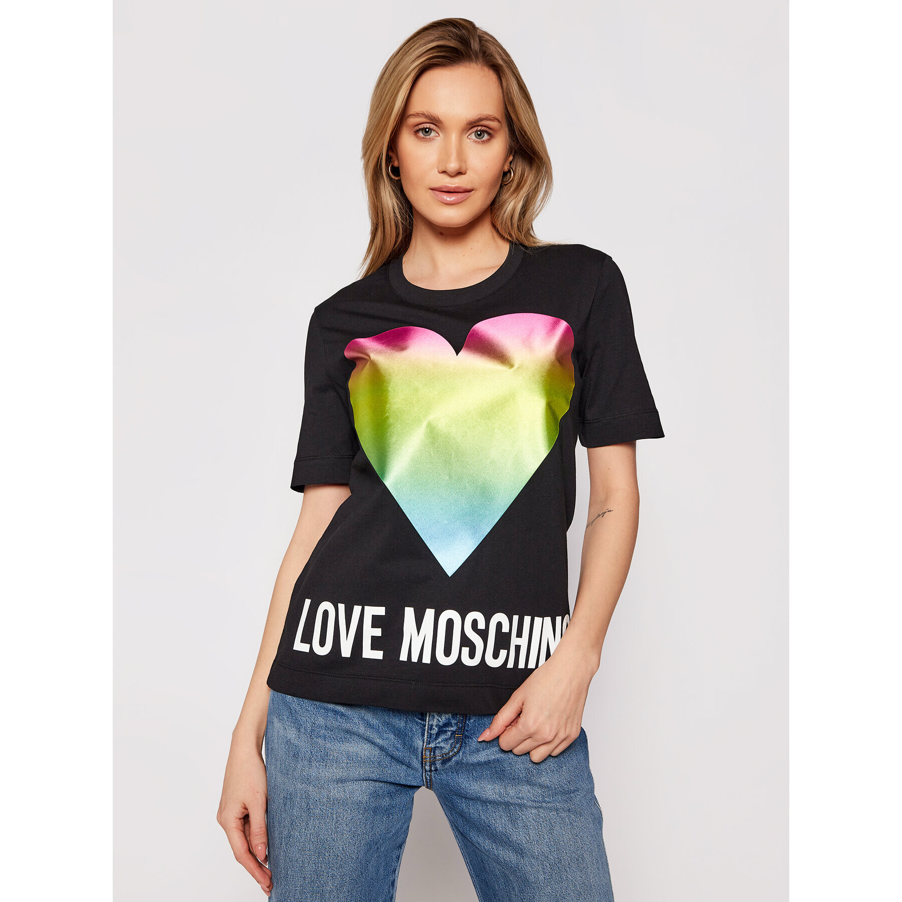 LOVE MOSCHINO Póló W4F152TM 3876 Fekete Regular Fit - Pepit.hu