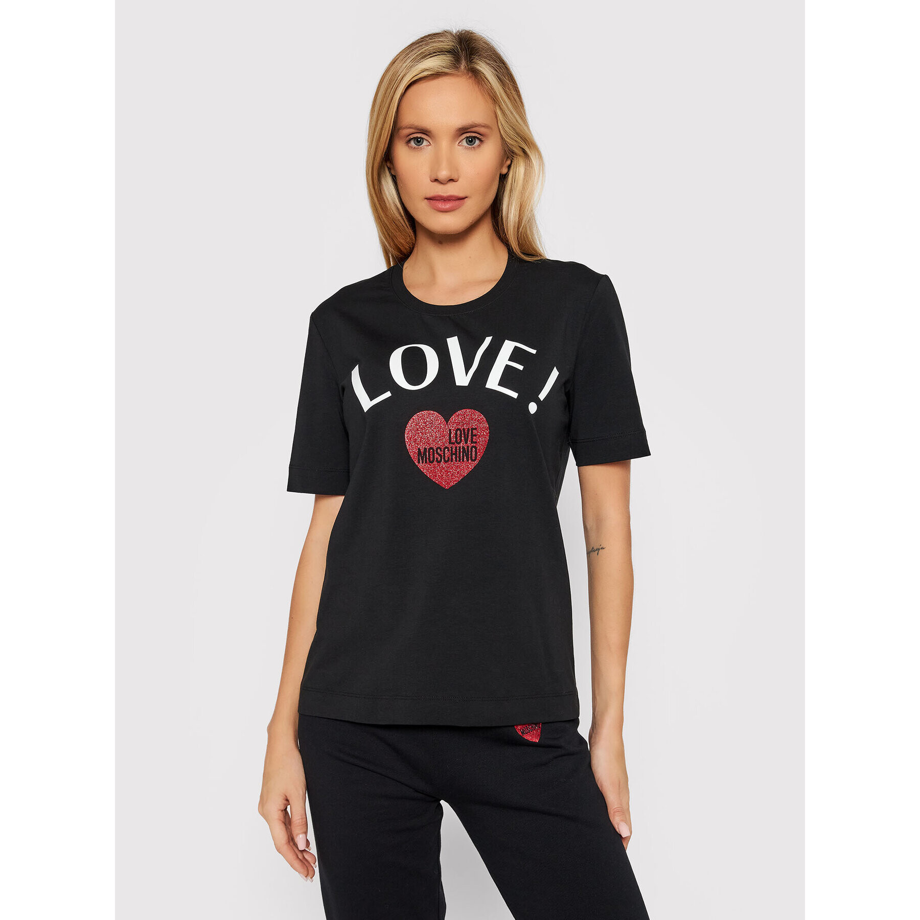 LOVE MOSCHINO Póló W4F153GE 1951 Fekete Regular Fit - Pepit.hu