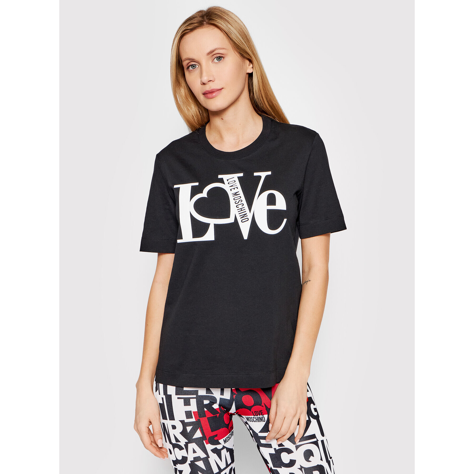 LOVE MOSCHINO Póló W4F153MM 3876 Fekete Regular Fit - Pepit.hu