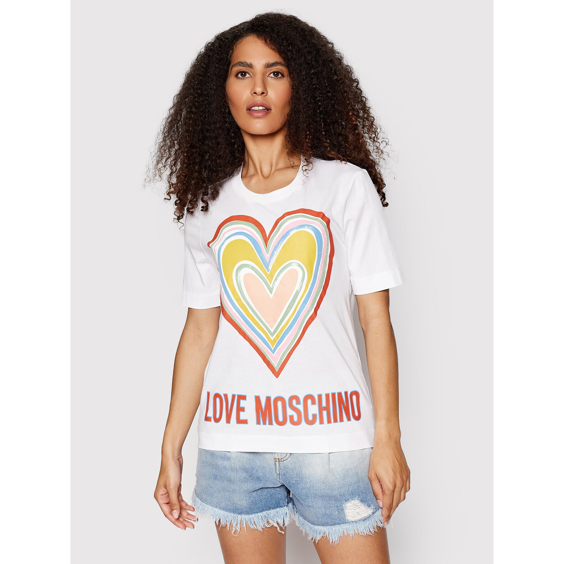 LOVE MOSCHINO Póló W4F153OM 3876 Fehér Regular Fit - Pepit.hu