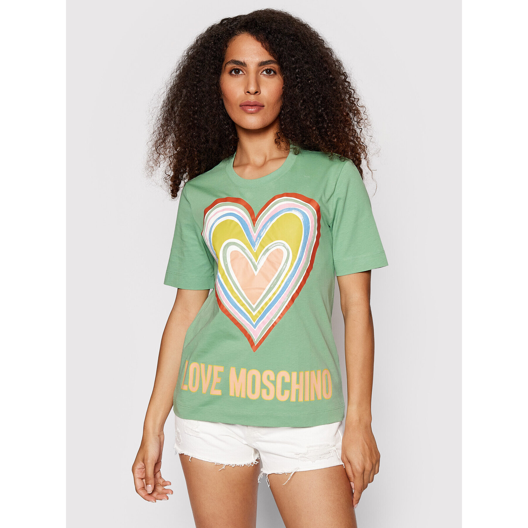 LOVE MOSCHINO Póló W4F153OM 3876 Zöld Regular Fit - Pepit.hu