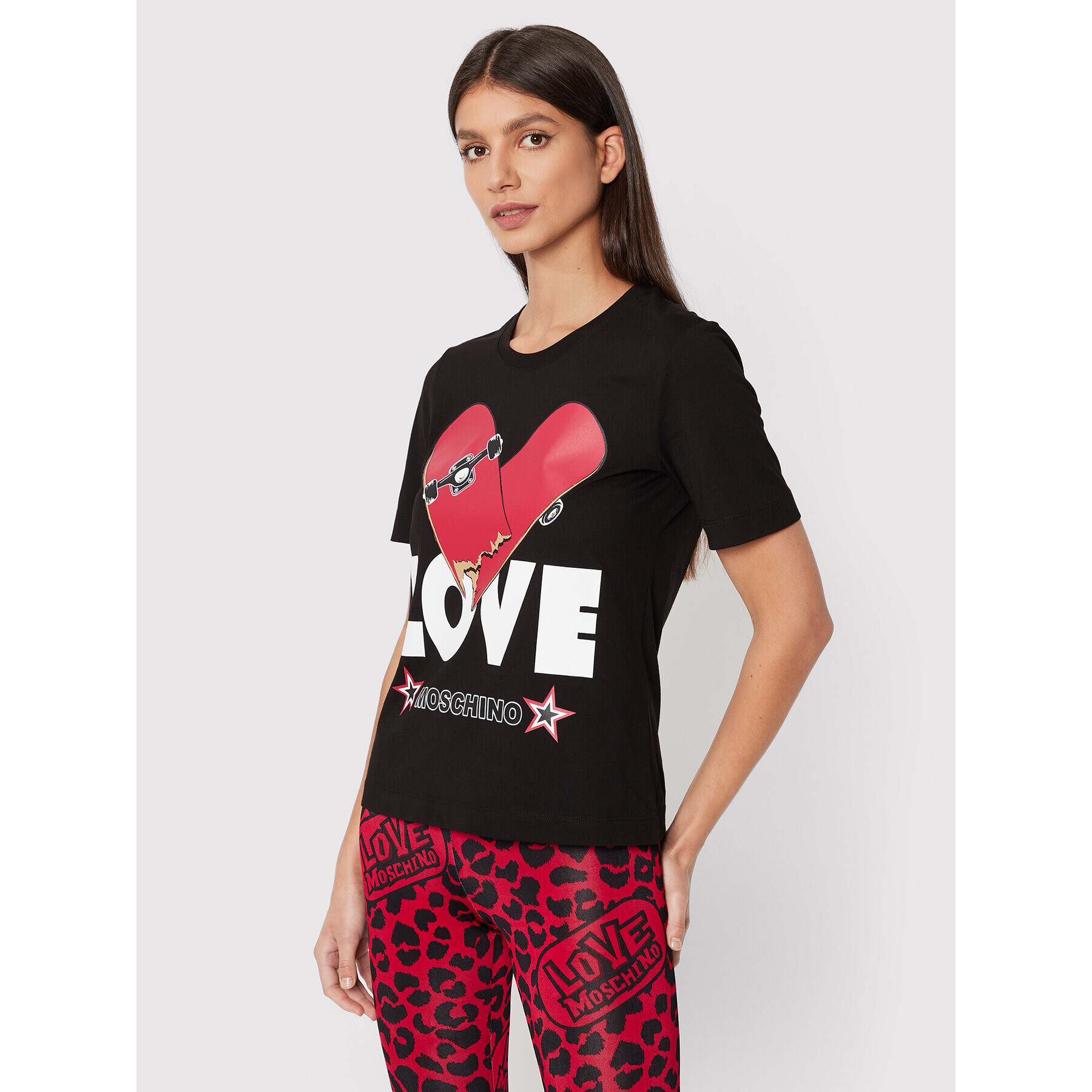 LOVE MOSCHINO Póló W4F153SM 3876 Fekete Regular Fit - Pepit.hu