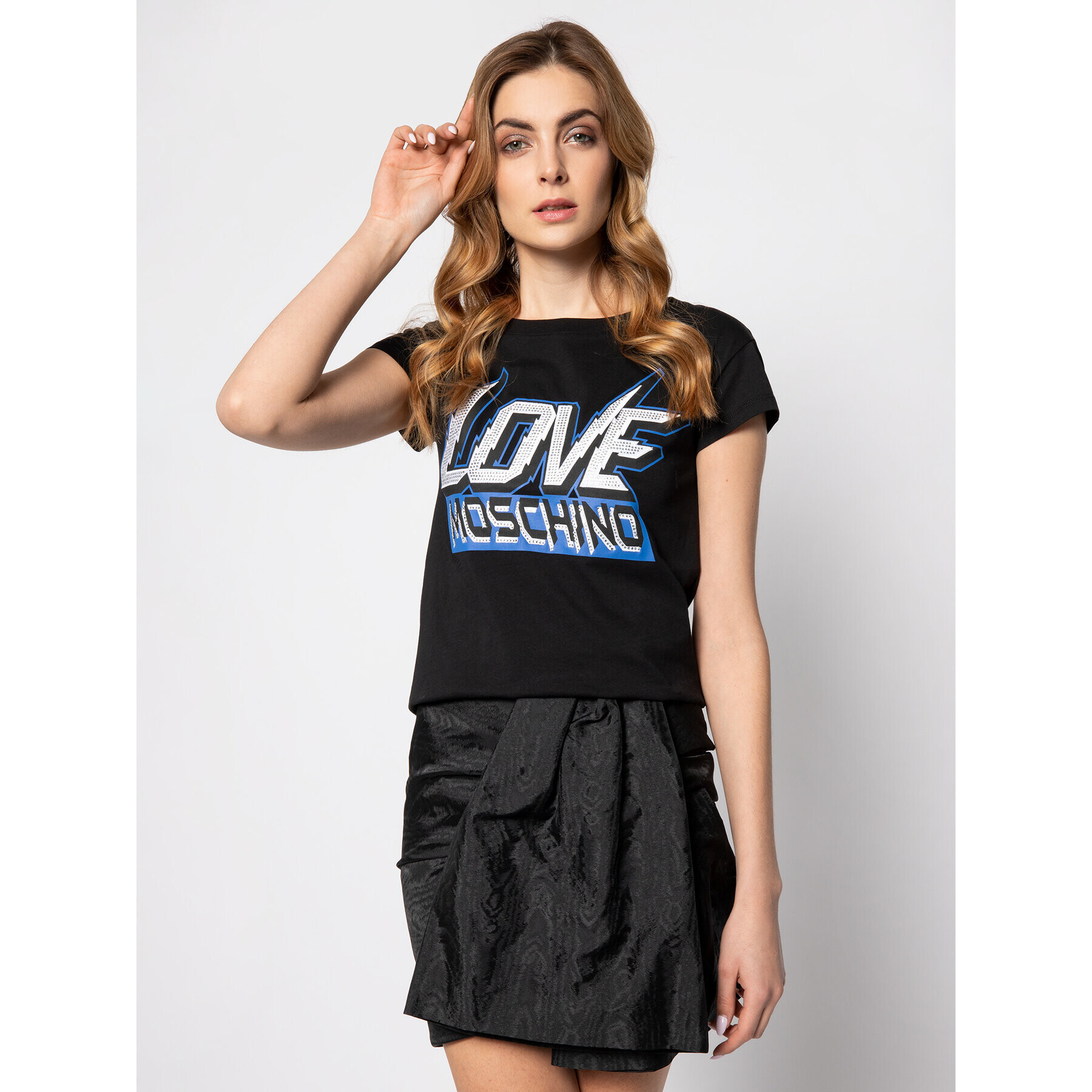 LOVE MOSCHINO Póló W4F301PM 3876 Fekete Regular Fit - Pepit.hu