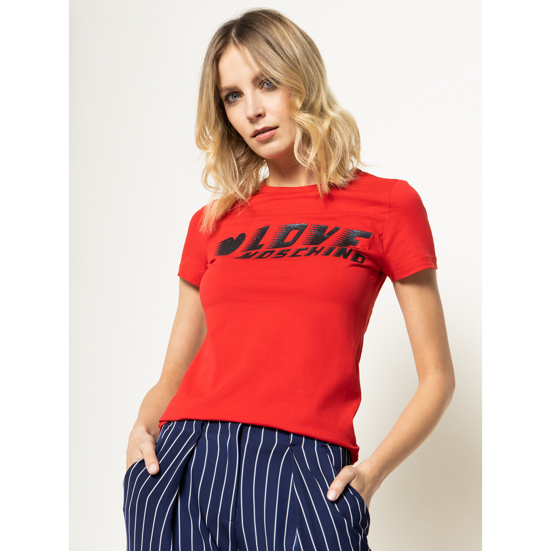 LOVE MOSCHINO Póló W4F7358E 1698 Piros Regular Fit - Pepit.hu